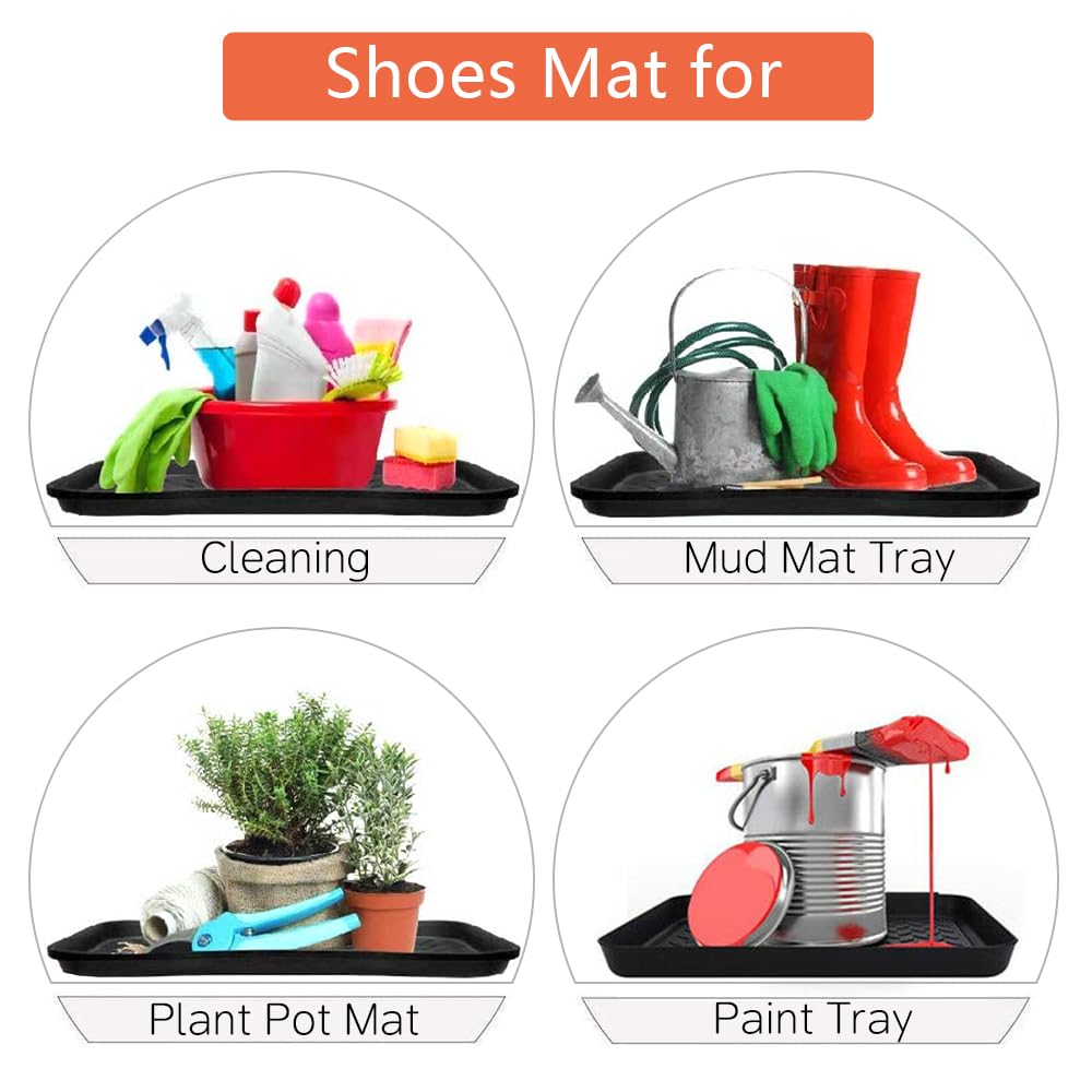**3-Pack Waterproof Boot Tray for Entryway - 13.7x10.6x1.2 Inch Plastic Shoe Mat with Raised Lip - Multi-Use as Dog Food Mat, Pet Water Tray, Shoe Drying Mat & Trash Can Mat - Ideal for Indoor & Outdoor Use in Mudrooms, Garages & Pet Areas**