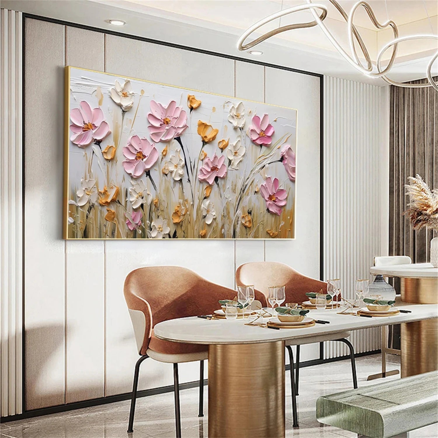 Flower and Tree Painting #FT118 - Handmade Canvas Wall Art for Home Decor, Living Room, Bedroom & Office