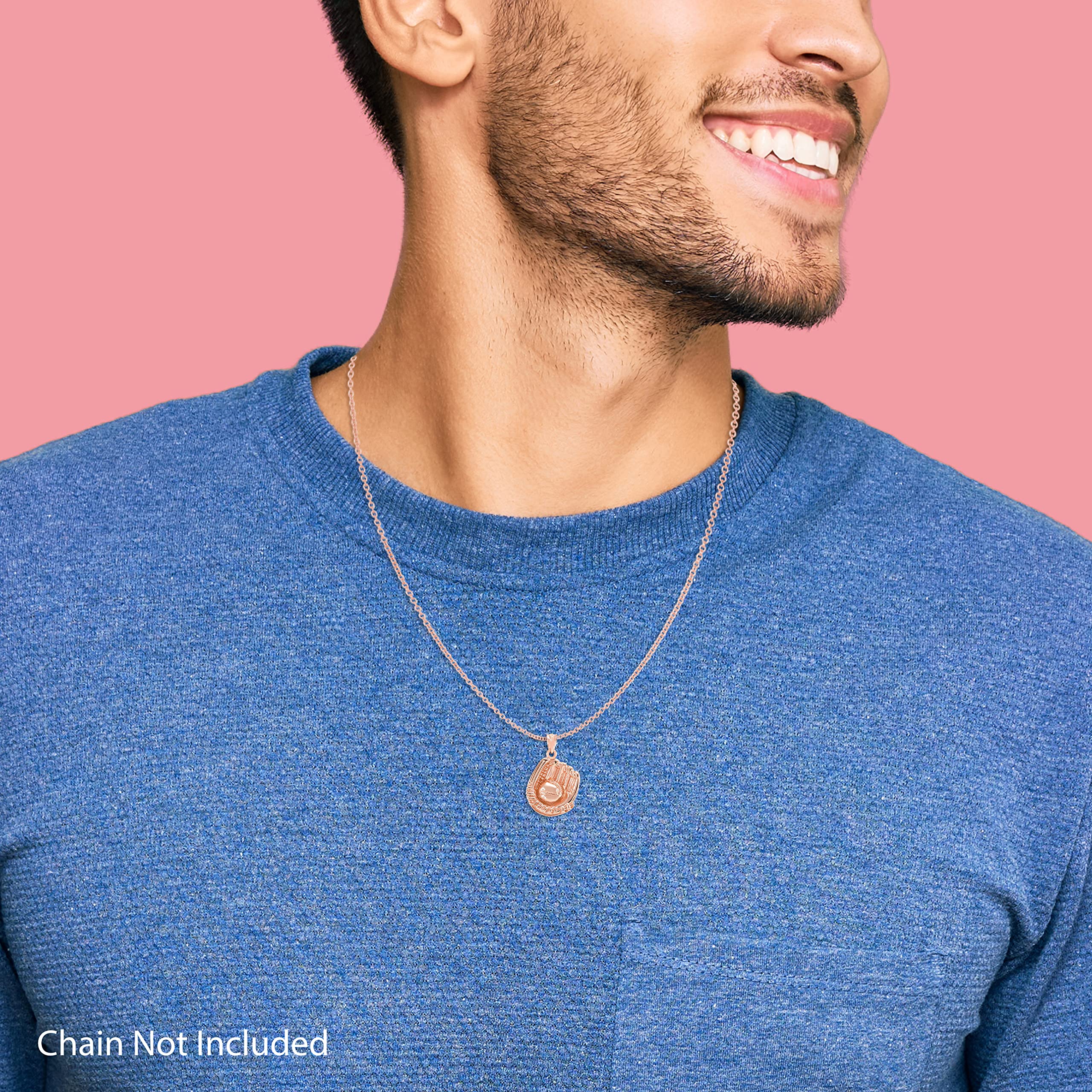 10K Rose Gold Baseball or Softball Glove & Ball Charm Pendant - Elegant Jewelry Gift for Players & Fans - Perfect for Necklaces, Bracelets & Sports Themed Outfits