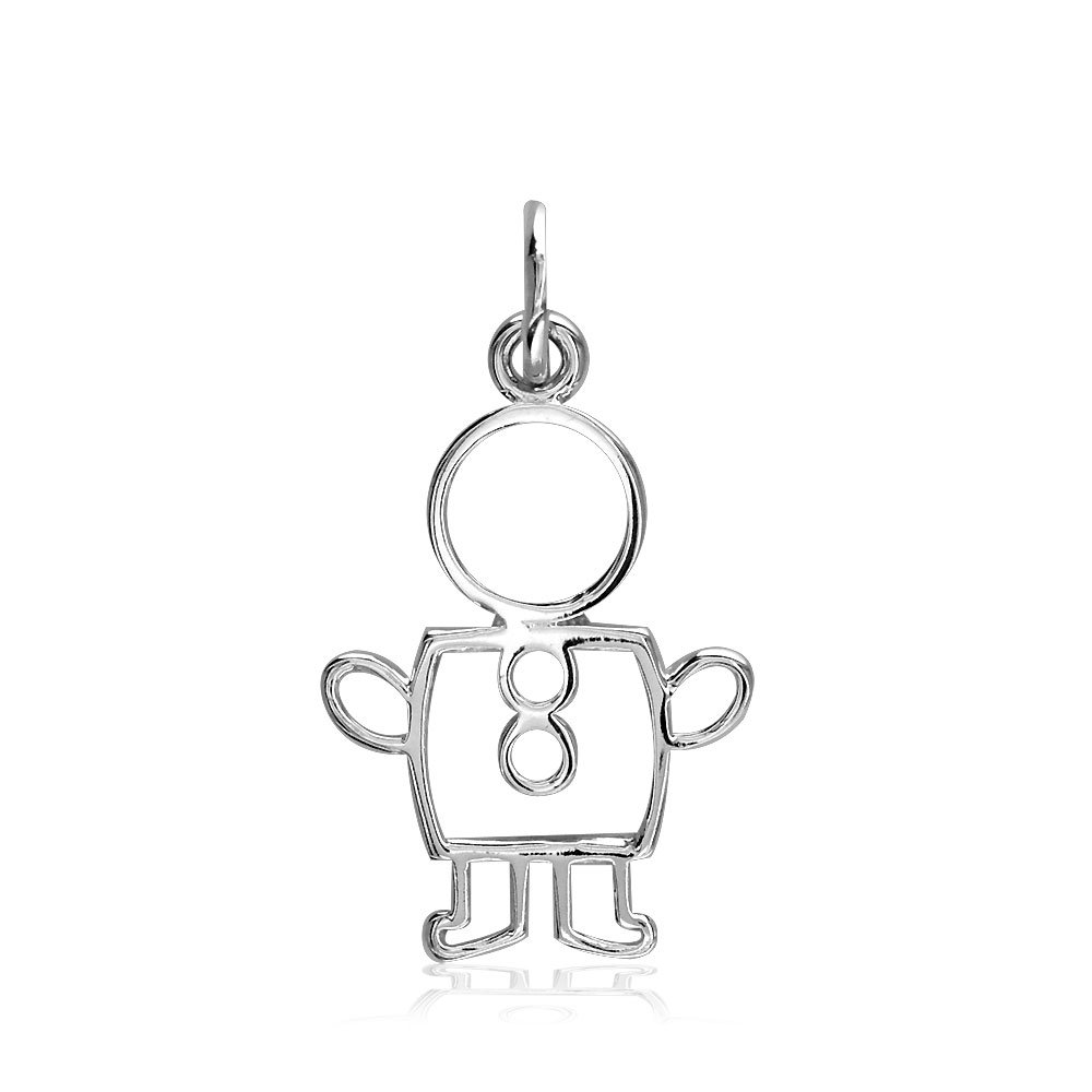 14k White Gold Small Cookie Cutter Boy Charm - Perfect Gift for Mom & Grandma | Jewelry for Baking Enthusiasts & Family Keepsakes
