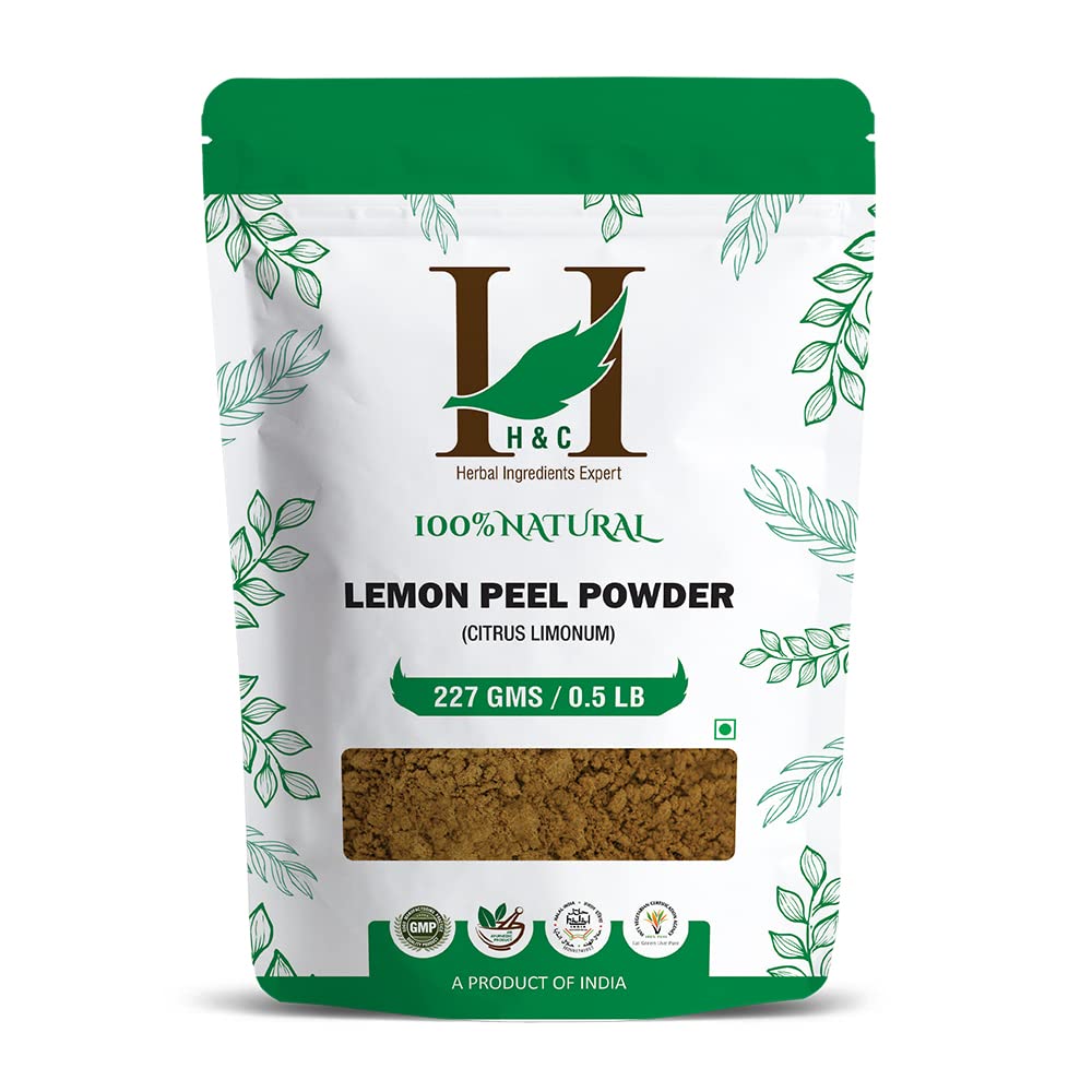 H&C Herbal Ingredients Expert Natural Lemon Peel Powder - 227g | Organic Citrus Limon for Brightening Skin, Face Cleanser & DIY Beauty Recipes | Perfect for Homemade Skincare, Exfoliation & Natural Cosmetics