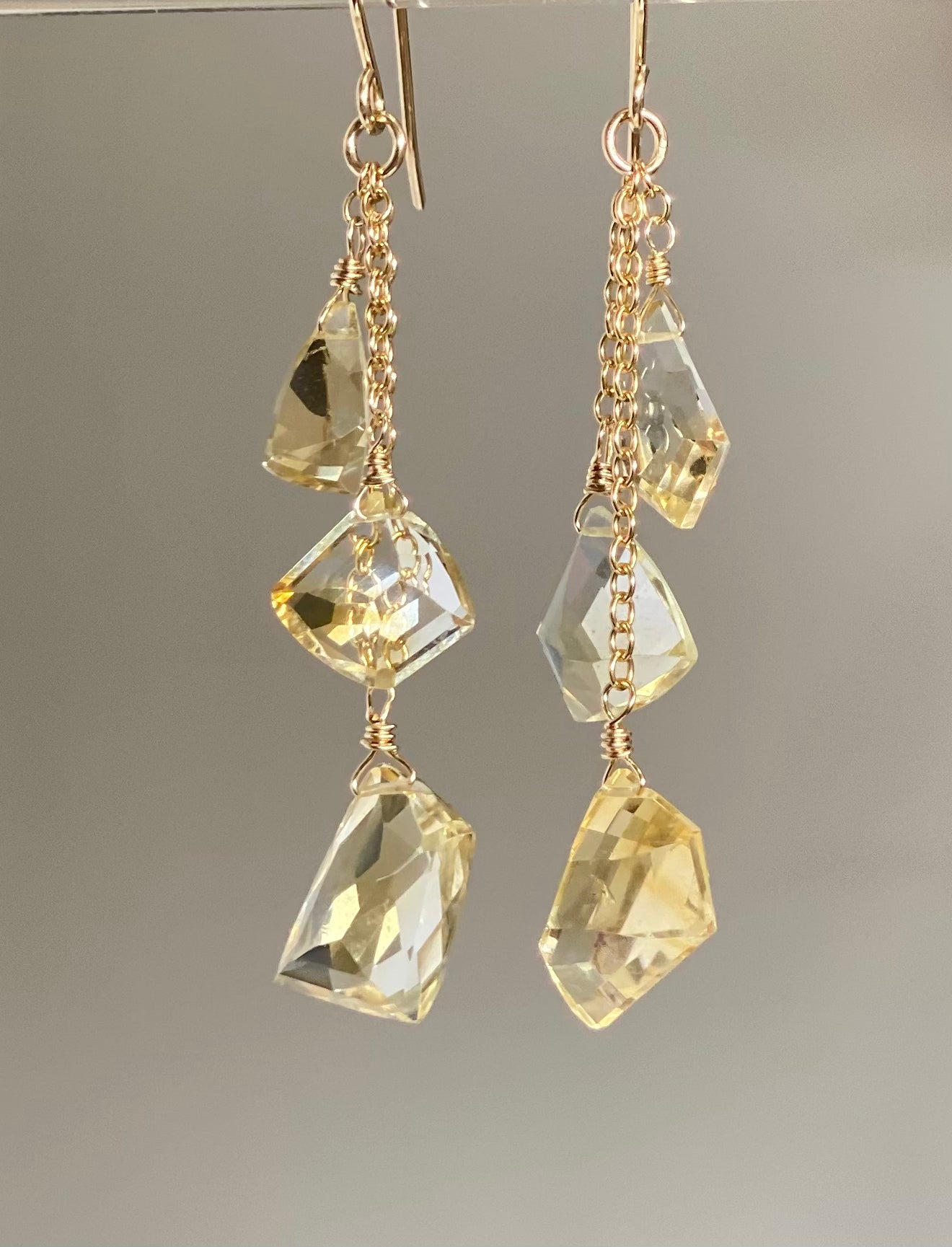 Gold Filled Citrine Fancy Cut Gemstone Tassel Earrings for Women | Elegant Dangle Drop Jewelry for Party, Wedding & Special Occasions