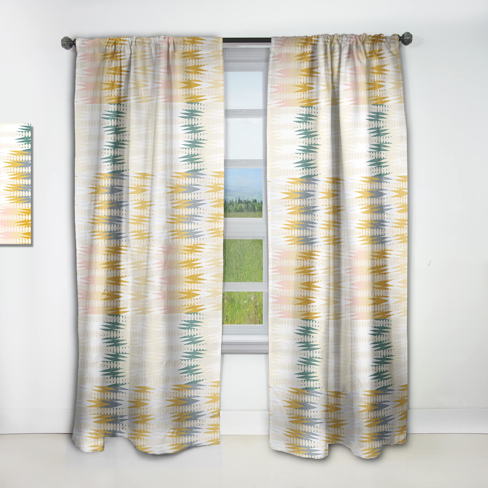 DesignQ Retro Abstract Design VIII Thermal Insulated Curtains - Single Panel 52x84 - Blackout Drapes for Bedroom & Living Room - Perfect for Home Decor, Privacy & Energy Efficiency