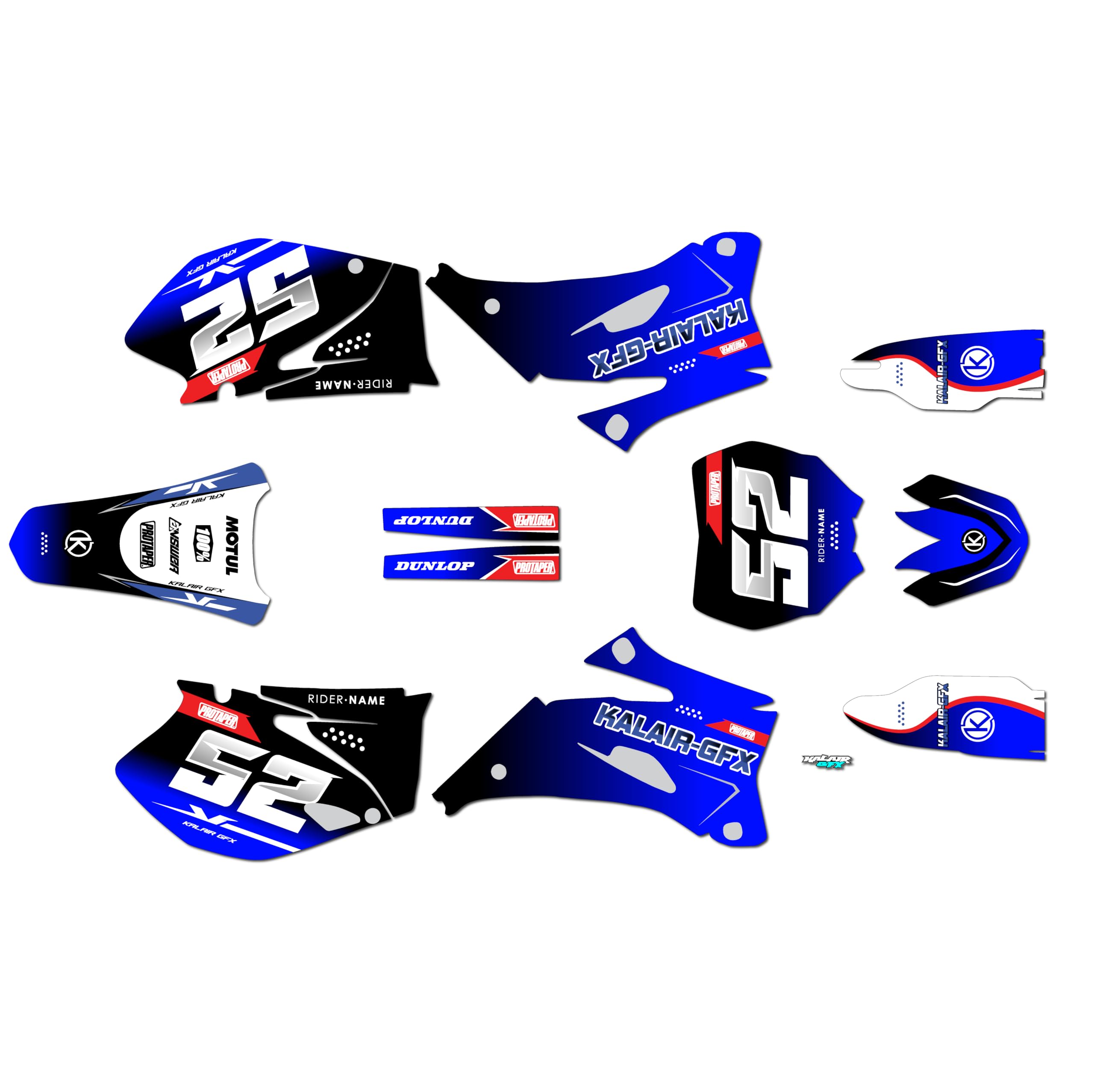 Yamaha YZ250F (2006-2007) Ominous Series Blue 21 Mil Custom Dirt Bike Racing Graphics Decals Stickers Kit - No Plastics Included - Perfect for Motocross, Off-Road Racing & Bike Customization