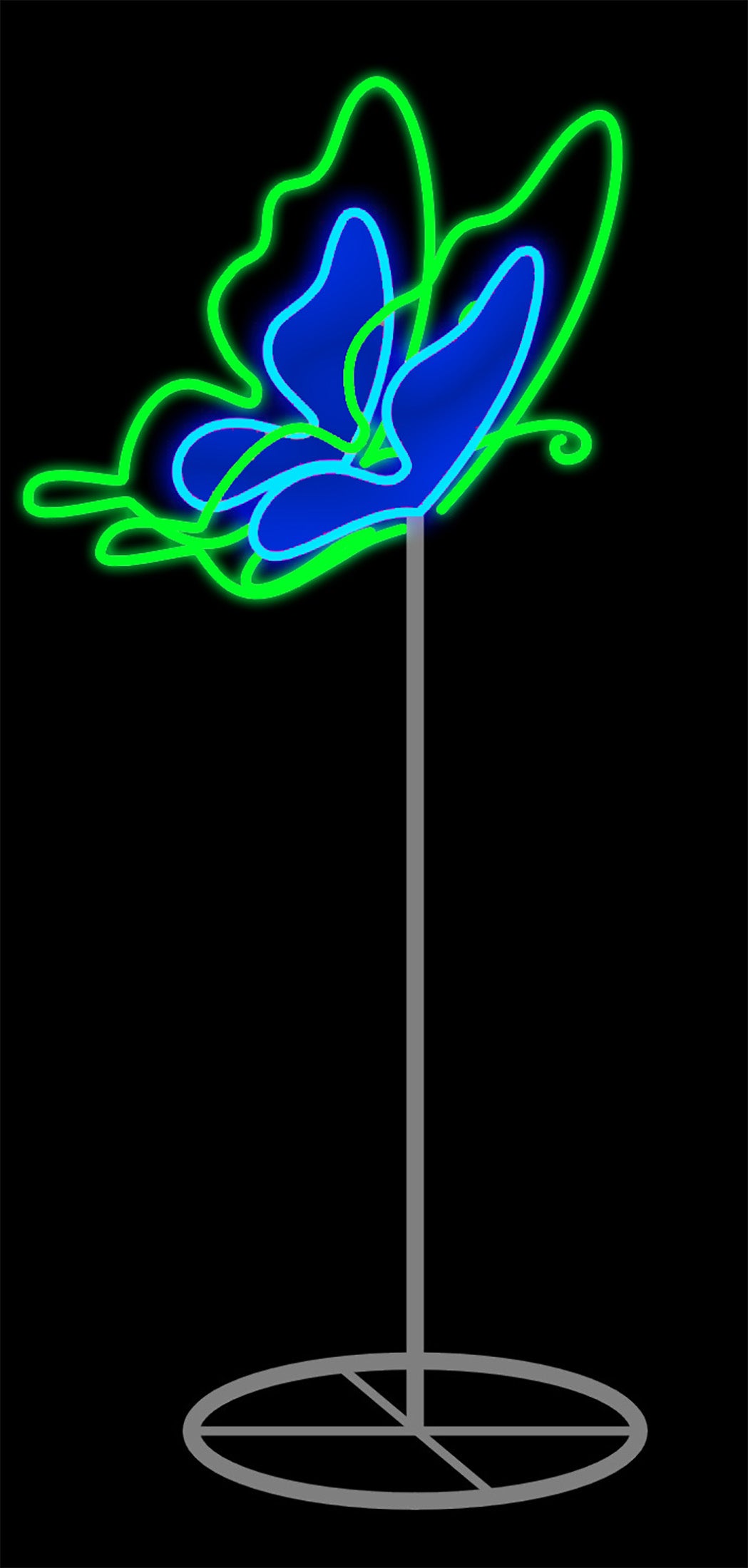 2 Feet Green and Blue LED Butterfly Display - Perfect for Home Decor, Parties, and Garden Lighting