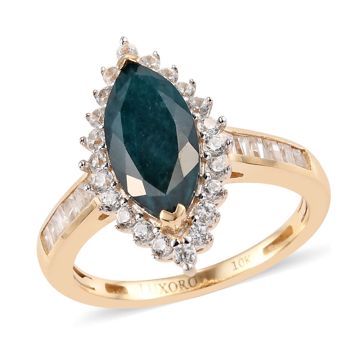 AAA Grandidierite & Zircon 10K Yellow Gold Halo Ring for Women - Elegant Wedding, Engagement, Promise, Anniversary & Graduation Gift - Perfect for Special Occasions & Everyday Luxury