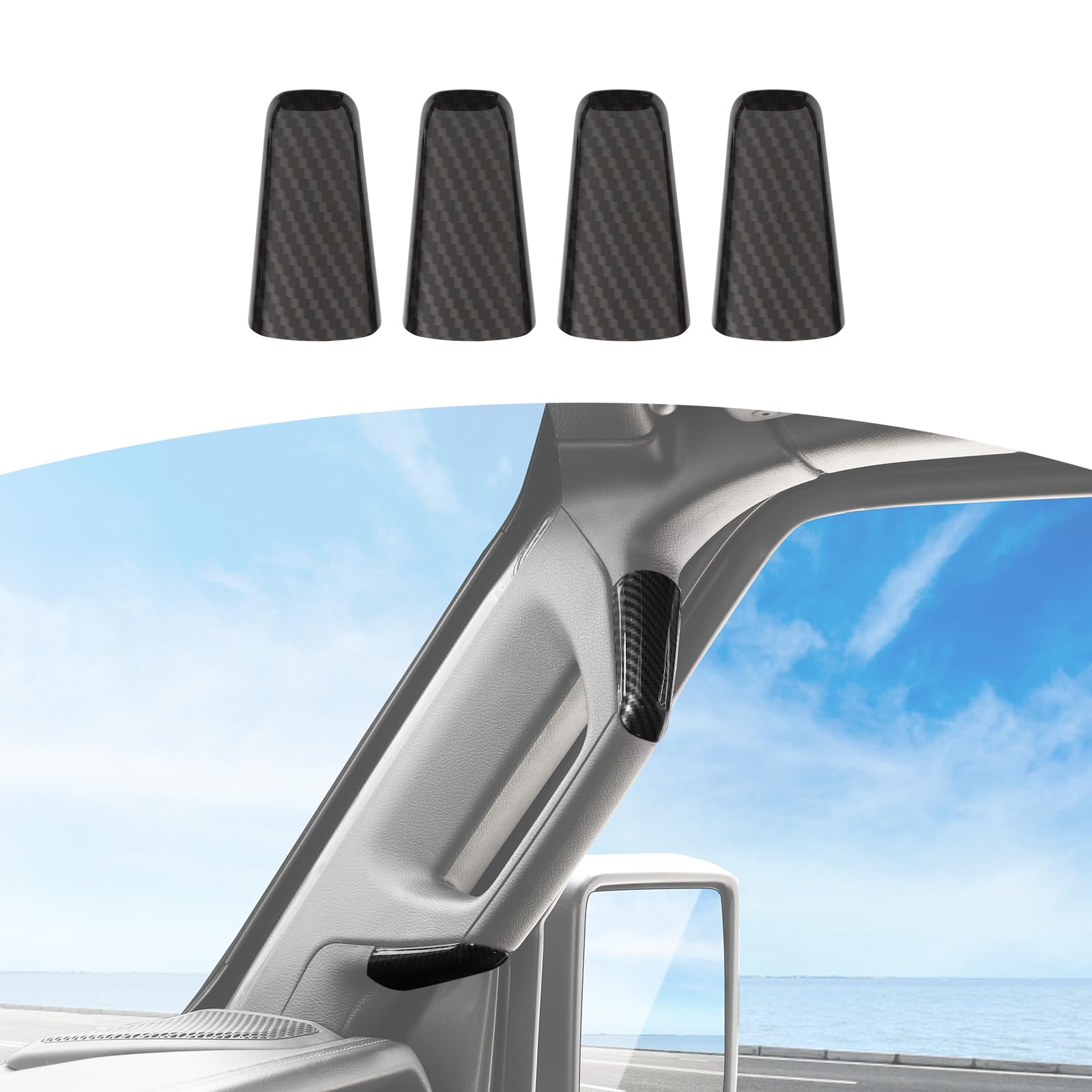 Carbon Fiber A-Pillar Grab Handle Covers for Jeep Wrangler JL/JLU & Gladiator JT (2018-2023) - Interior Accessories for Off-Roading & Daily Driving