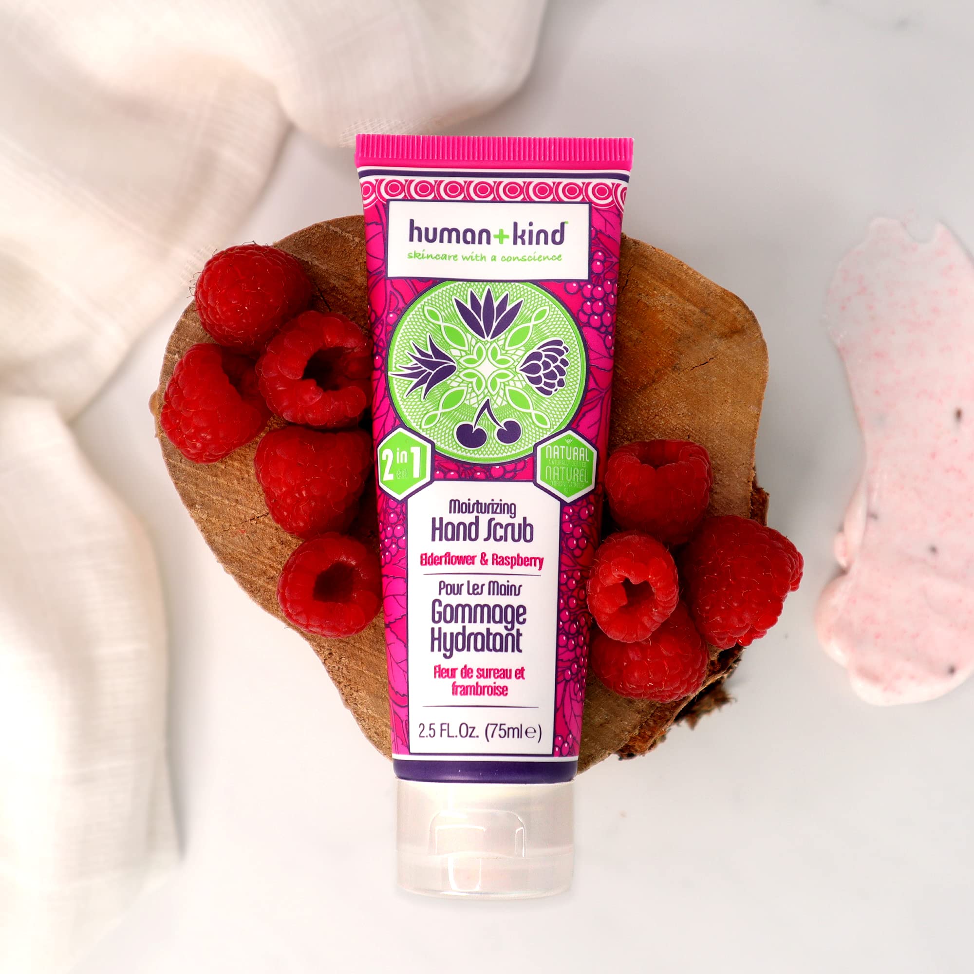 Human+Kind Hand Set - Exfoliating Hand Scrub & Hydrating Hand Cream with Elderflower & Raspberry, Vegan & Cruelty-Free Skincare - Perfect for Dry Hands, Spa Day at Home, and Gift Giving