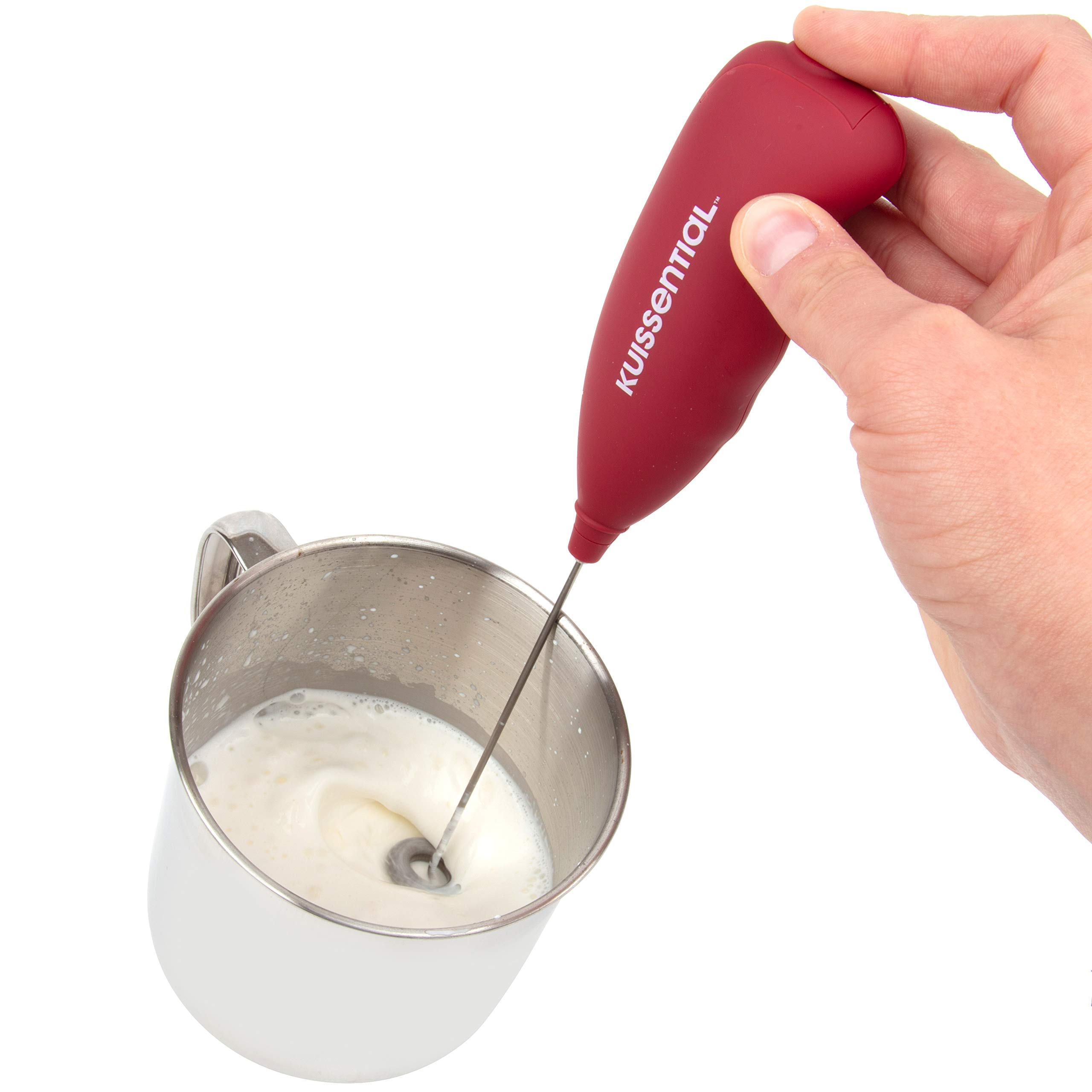 Electric Stainless Steel Milk Frother 2pk - Slickfroth 2.0 Handheld Battery Operated Foam Maker for Cappuccino, Latte, Hot Chocolate & Matcha - Perfect for Coffee Lovers & Home Baristas - Ideal for Morning Coffee, Afternoon Tea & Dessert Making