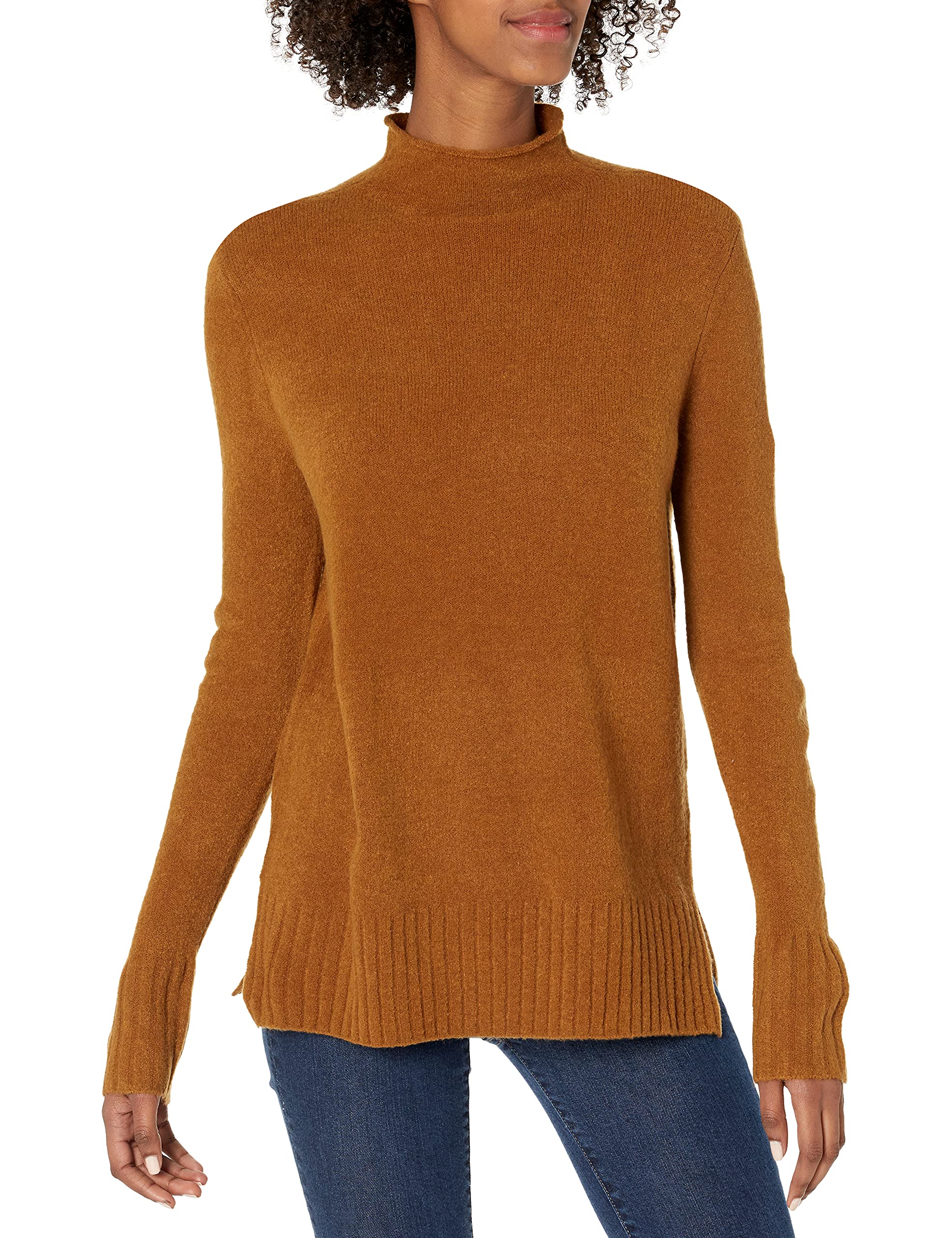 Goodthreads Women's Mid-Gauge Stretch Funnel Neck Sweater - Soft Knit Pullover for Fall & Winter - Cozy Casual Wear for Work, Dates & Weekend Outings