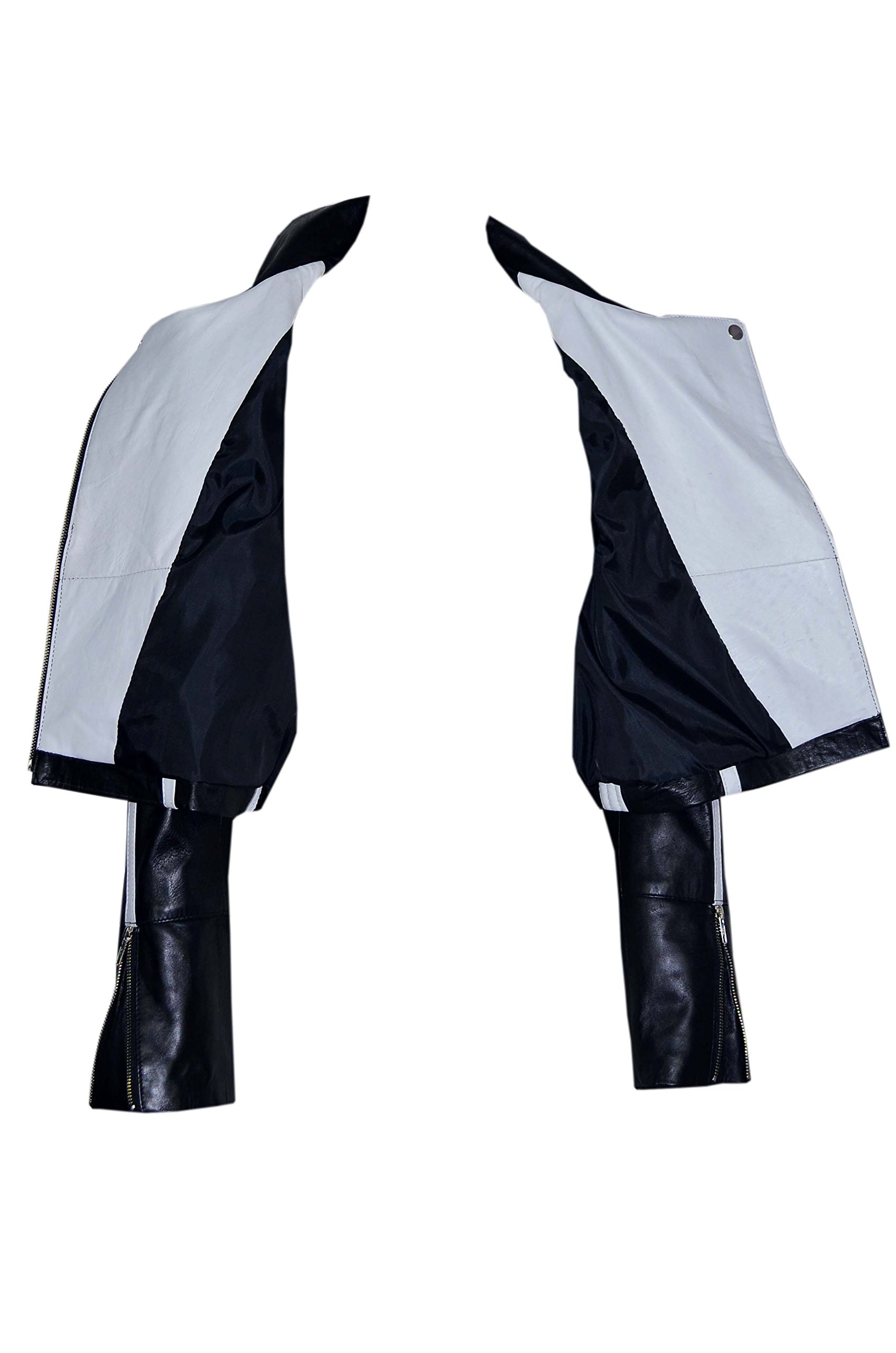 Stylish Black & White Padded Biker Jacket for Women - Soft Gothic Leather Motorcycle Jacket 6027 | Perfect for Riding, Night Out & Streetwear Fashion