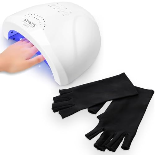 SUNUV Professional LED Nail Lamp with UV Light Gloves - Fast Drying Gel Polish UV/LED Light with Auto Sensor for Home & Salon Manicures
