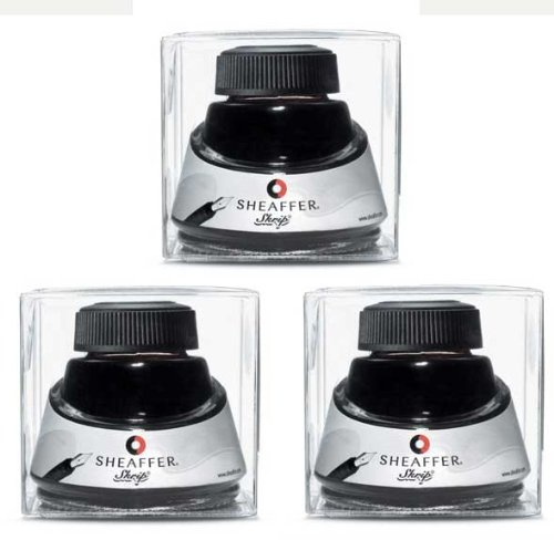 Sheaffer Skrip Premium Black Bottled Ink - 3 Pack for Fountain Pens, Calligraphy & Writing - Smooth Flow, Rich Color, Long-Lasting