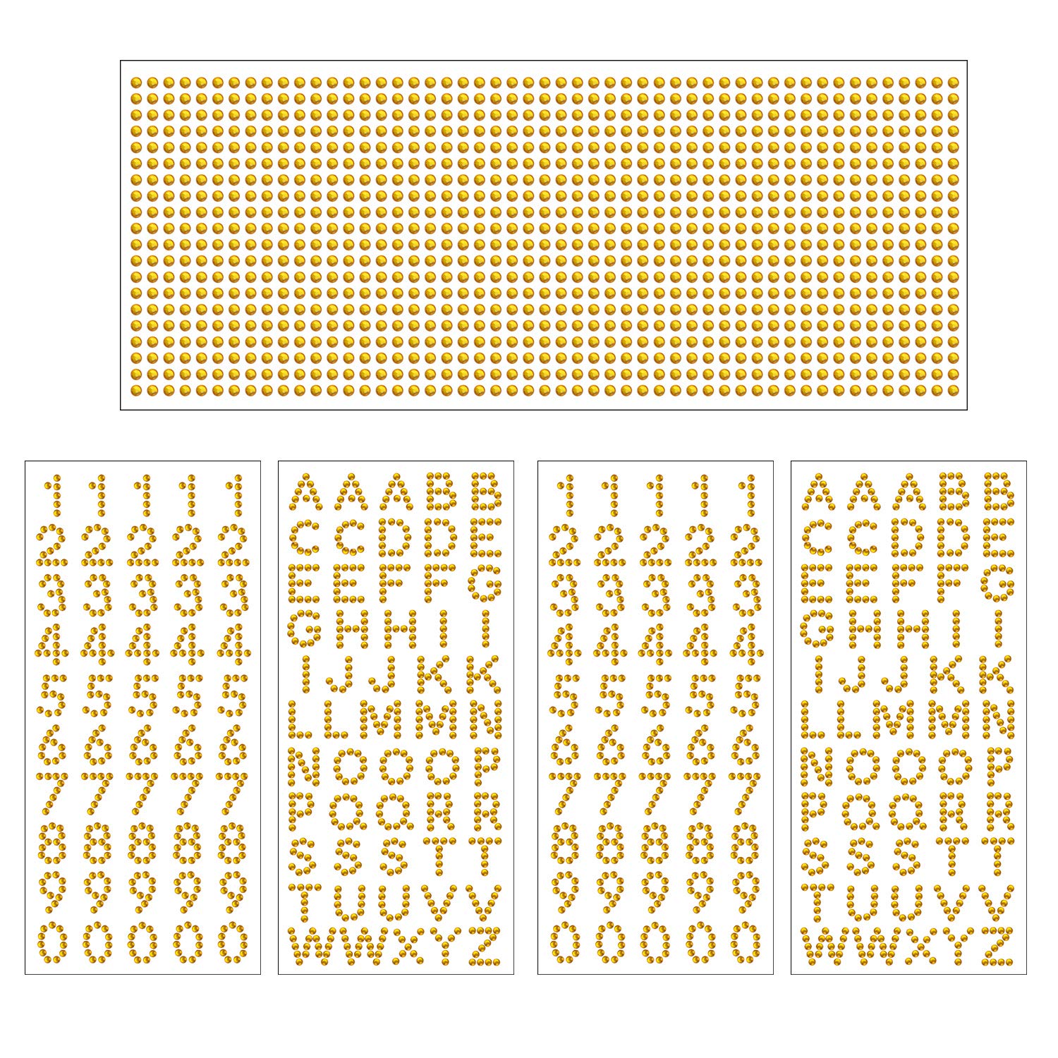 Aylifu Rhinestone Stickers - 5 Sheets Self-Adhesive Glitter Alphabet Letter & Number Stickers with Crystal Gems Border for Graduation Cap Decoration, DIY Crafts, Scrapbooking, and Party Decor