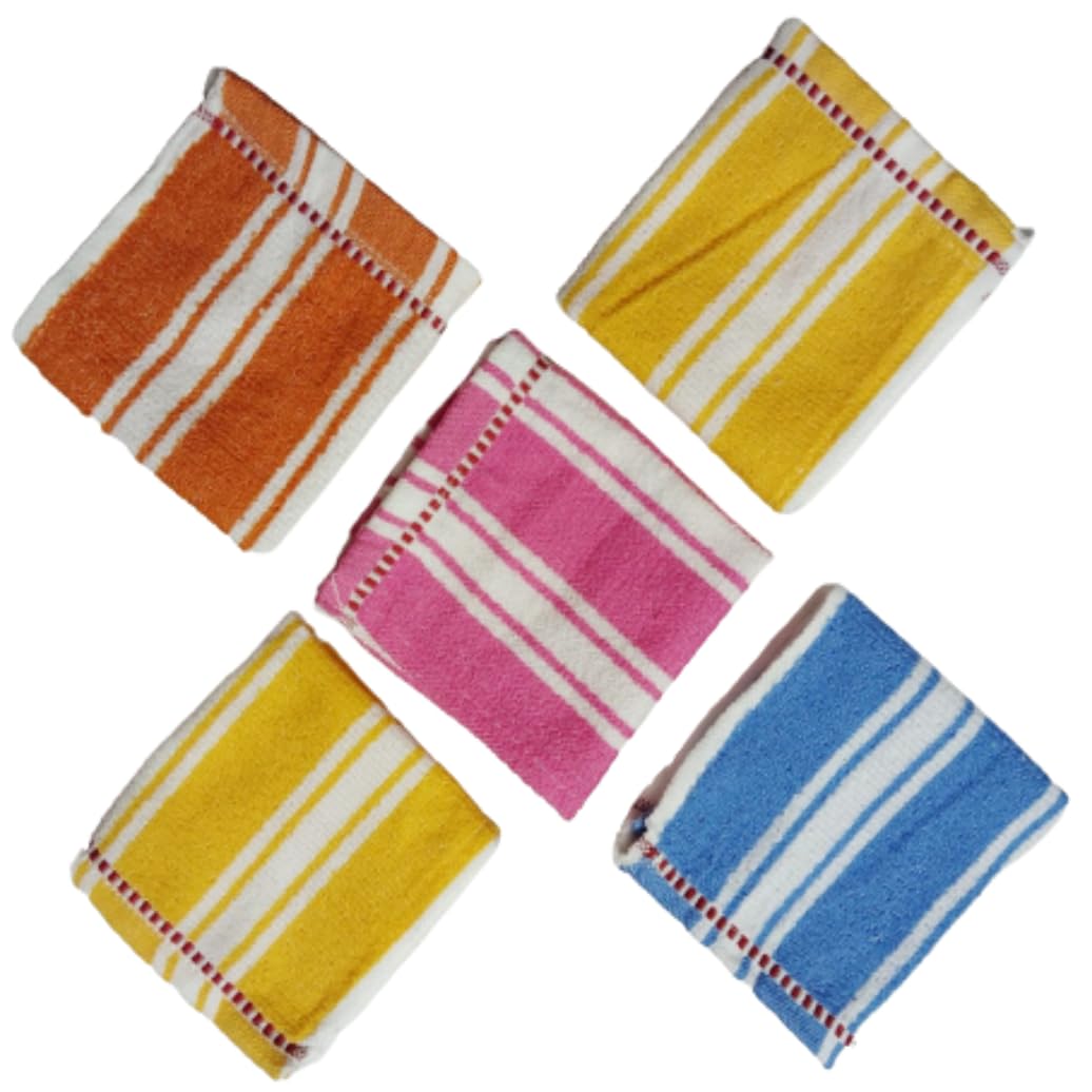 ORAS Luxury Cotton Face Towel Set - 5 Pack Multicolor | 200 GSM Ultra Soft & Absorbent | Antibacterial Hankies 25x25 cm | Perfect for Skincare, Makeup Removal & Travel Essentials