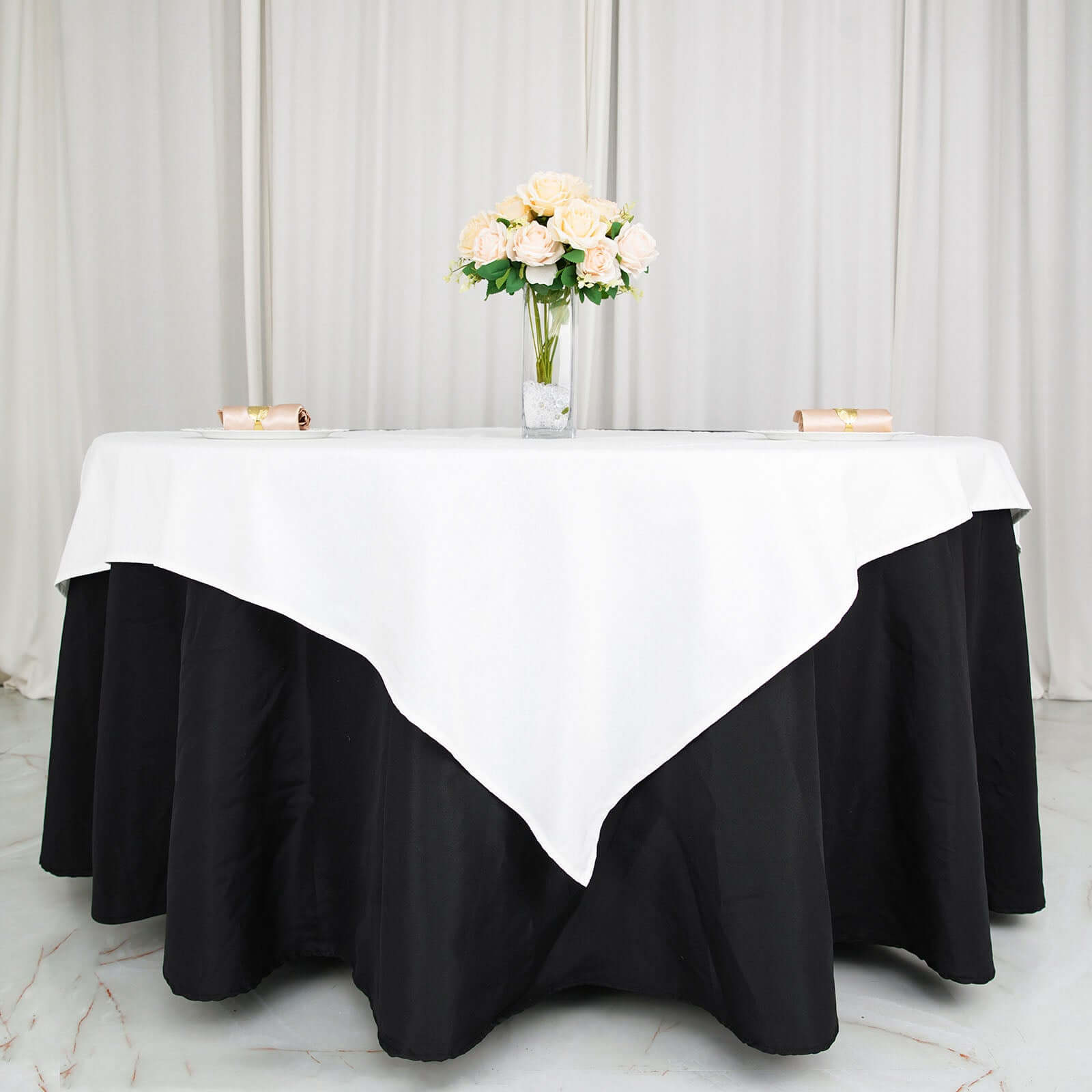 Premium 100% Cotton 54x54 Inch Square Tablecloth - White Linen Table Overlay with Soft, Breathable Fabric - Elegant Dining, Wedding Decor, Party Table Cover, and Home Decoration