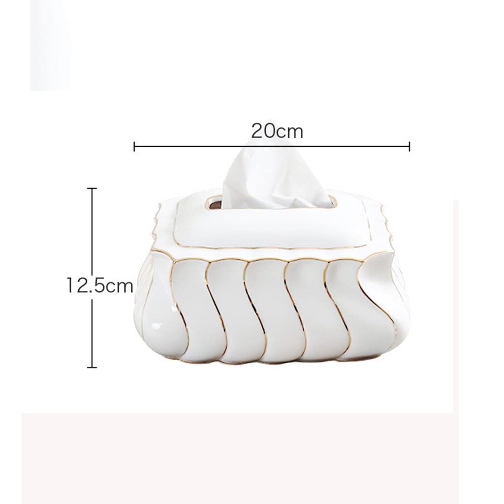 Modern White Rectangular Tissue Box Cover - Creative Storage Holder for Disposable Facial Tissues | Perfect for Bathroom Vanity, Bedroom Dresser, Nightstand, Desk & Table Decor | Home & Office Organization Accessory