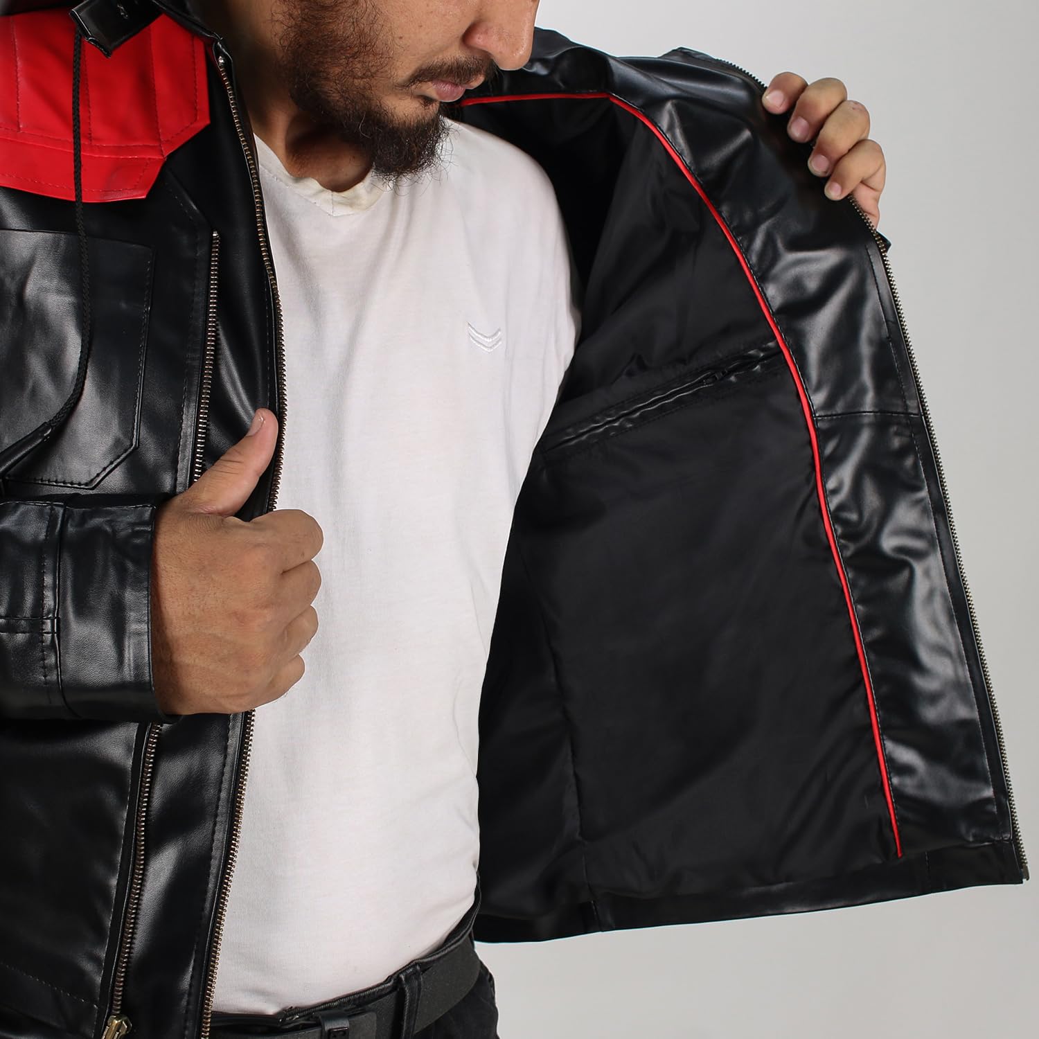 Stylish Red Hood Men's Vest & Jacket 2-in-1 - XL Size | Cosplay, Halloween Costume, LARP, Anime Convention Outfit