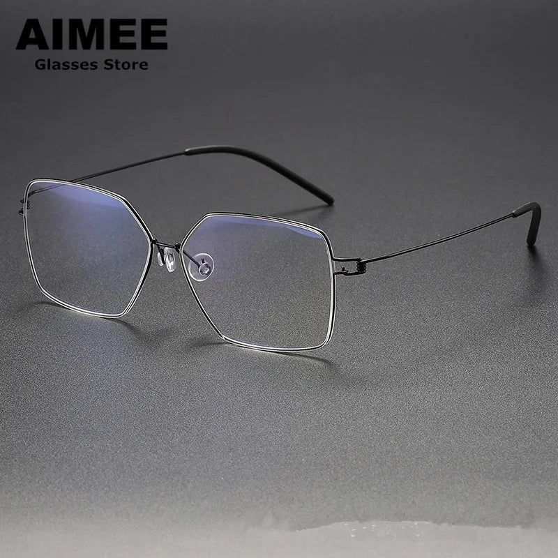 Aimee Women's Full Rim Polygon Square Screwless Titanium Eyeglasses Frame 61008 - Lightweight & Durable Glasses for Work, Reading, and Fashion Accessories
