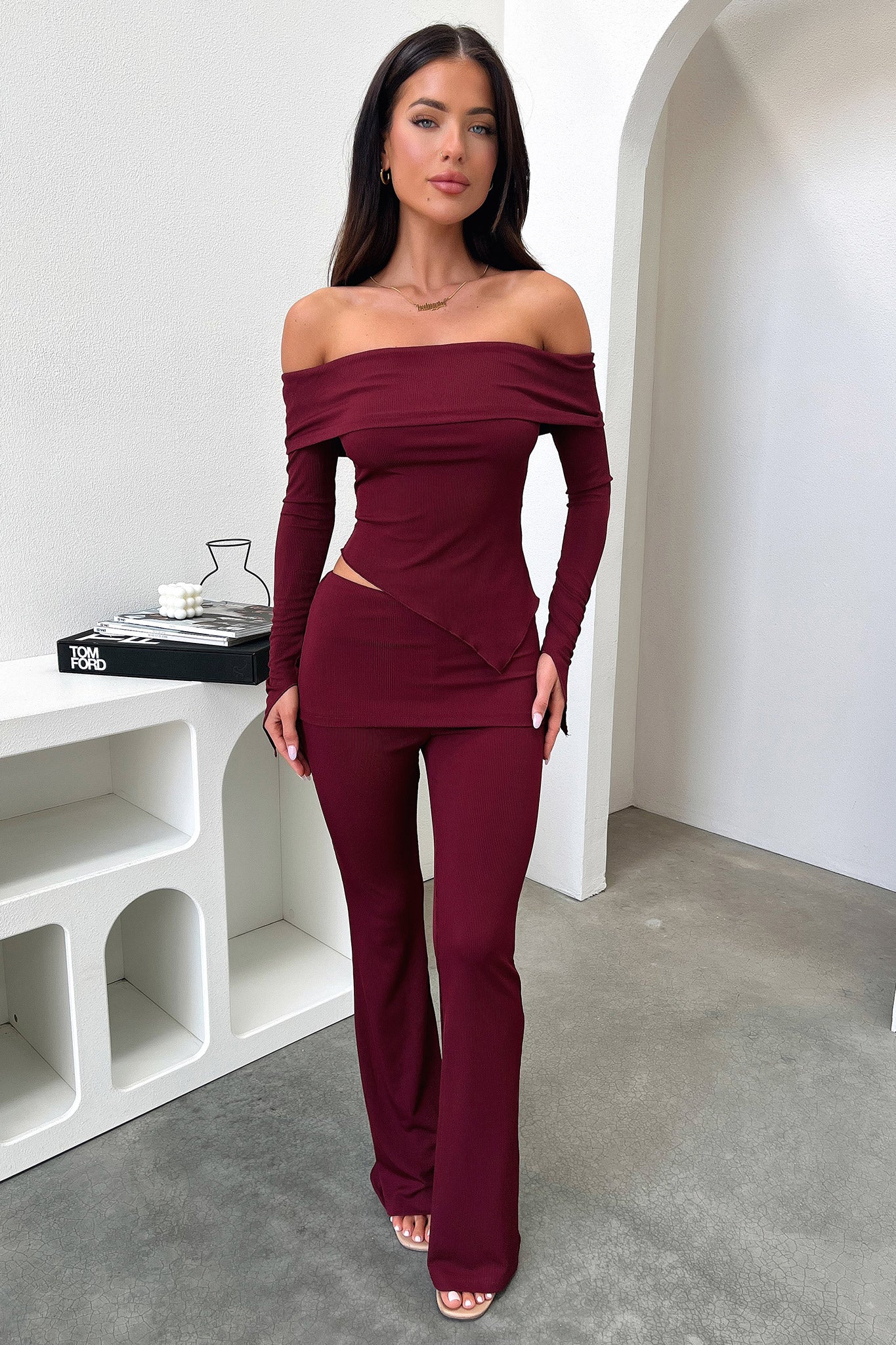 Aniston Women's Casual Pants in Burgundy - Comfortable Stretch Trousers for Work, Travel & Everyday Wear
