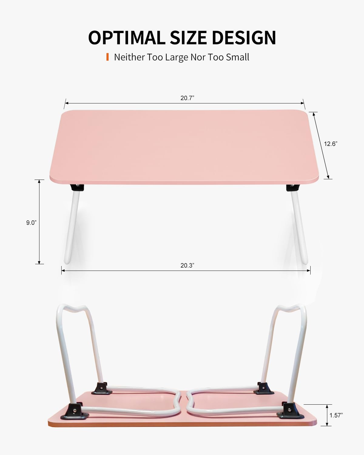 Foldable Laptop Desk - Portable Lightweight Lap Desk for Working, Writing & Drawing - Adjustable Bed Table with Storage Drawer - Perfect for Breakfast, Office, Picnic & Travel (Pink)