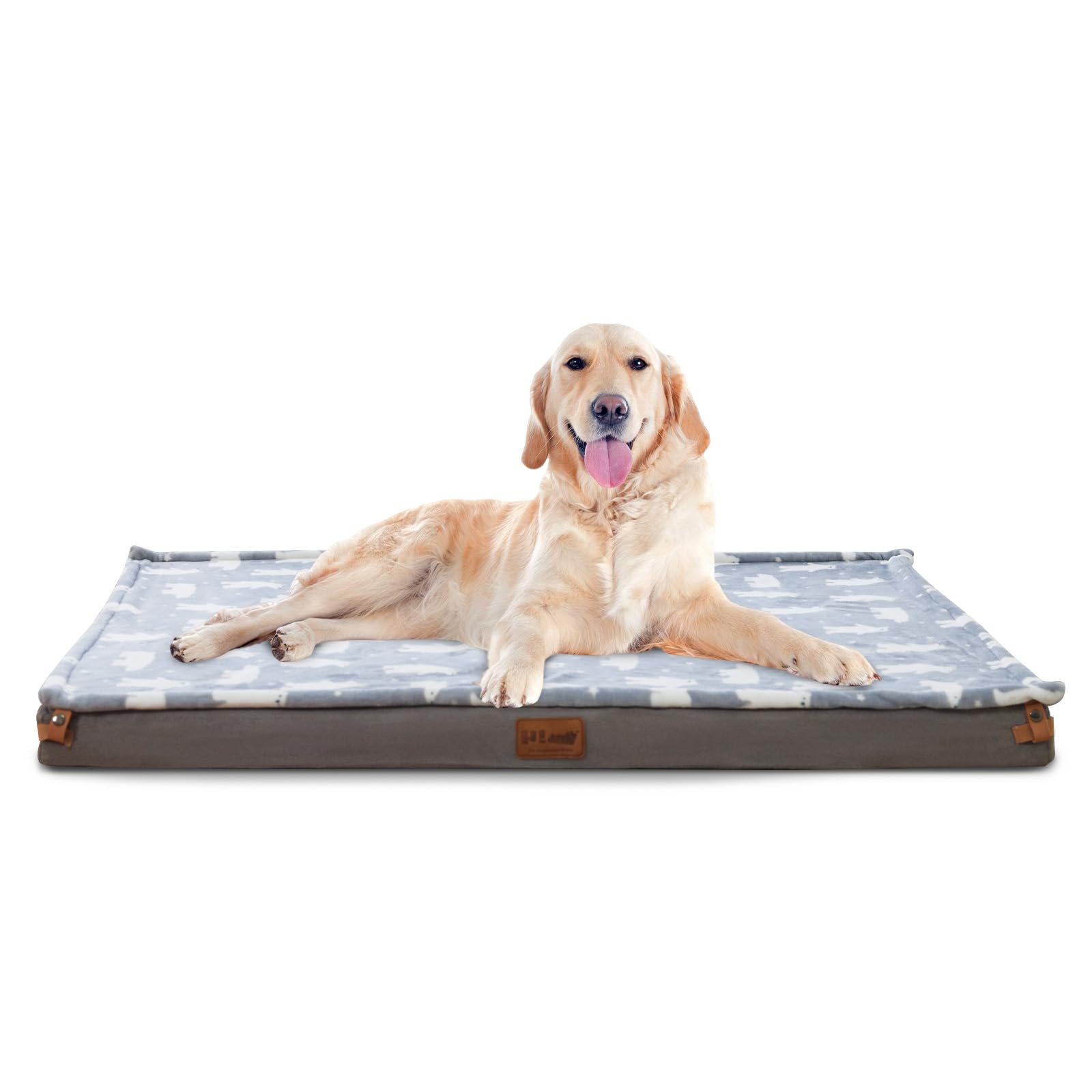 Orthopedic Memory Foam Dog Bed for Extra Large Dogs - Washable Removable Cover & Non-Skid Bottom - Grey Pet Bed with Blanket - Perfect for Senior Dogs, Arthritic Pets & Large Breed Comfort