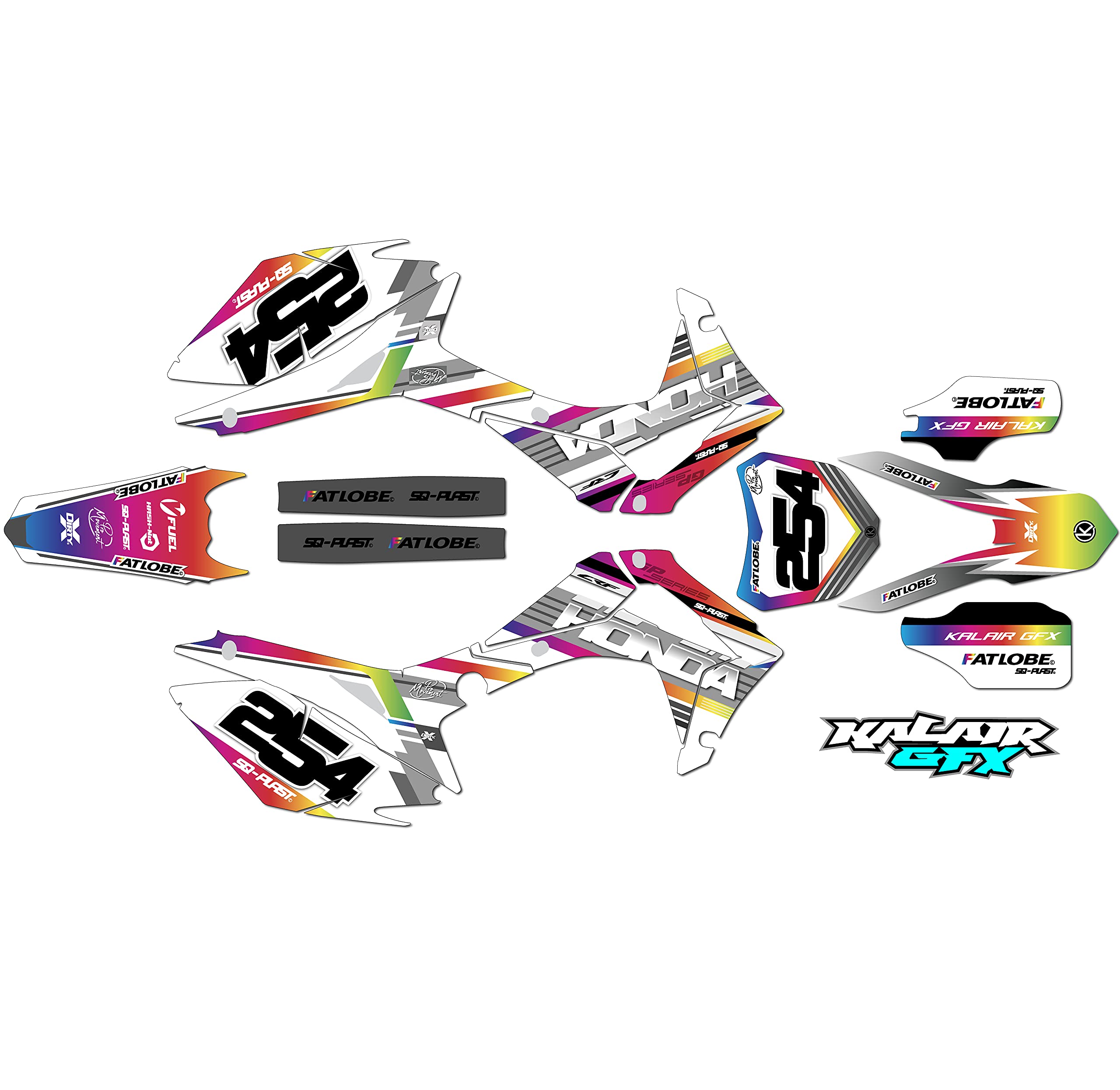 Honda CRF450R (2013-2016) Graphics Kit - Redeemer Series Rainbow 21 Mil Dirt Bike Stickers | Motocross Racing Decals for Pit Bikes & Motorcycles | Durable Vinyl Decals for Off-Road & MX Racing Accessories | Perfect for Track, Trail & Dirt Bike Customization