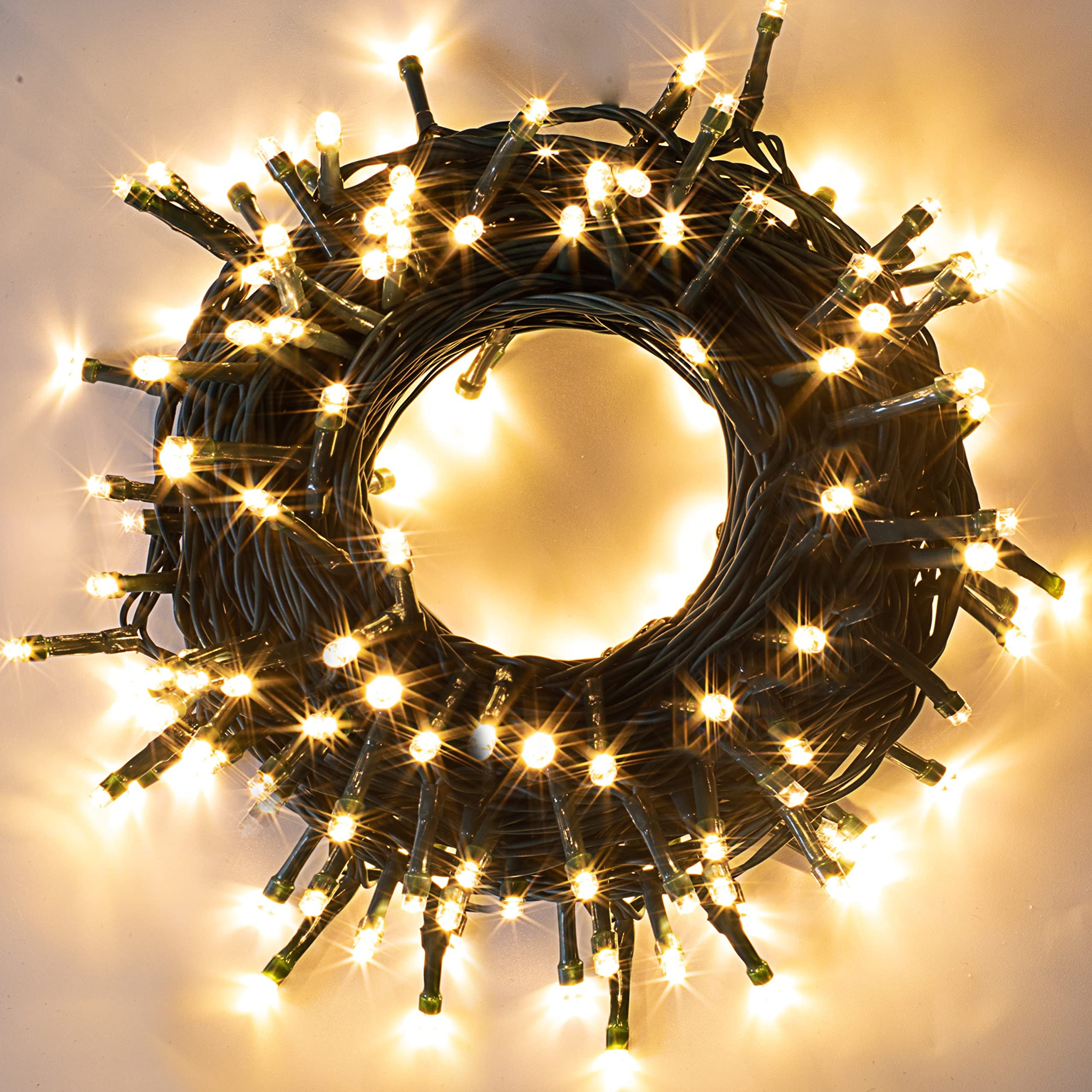 200 Count Christmas LED String Lights - 75.79 FT Green Wire with 8 Lighting Modes | Warm White Mini Lights for Indoor & Outdoor Decor - Perfect for Home, Garden, Party, Patio, and Holiday Celebrations