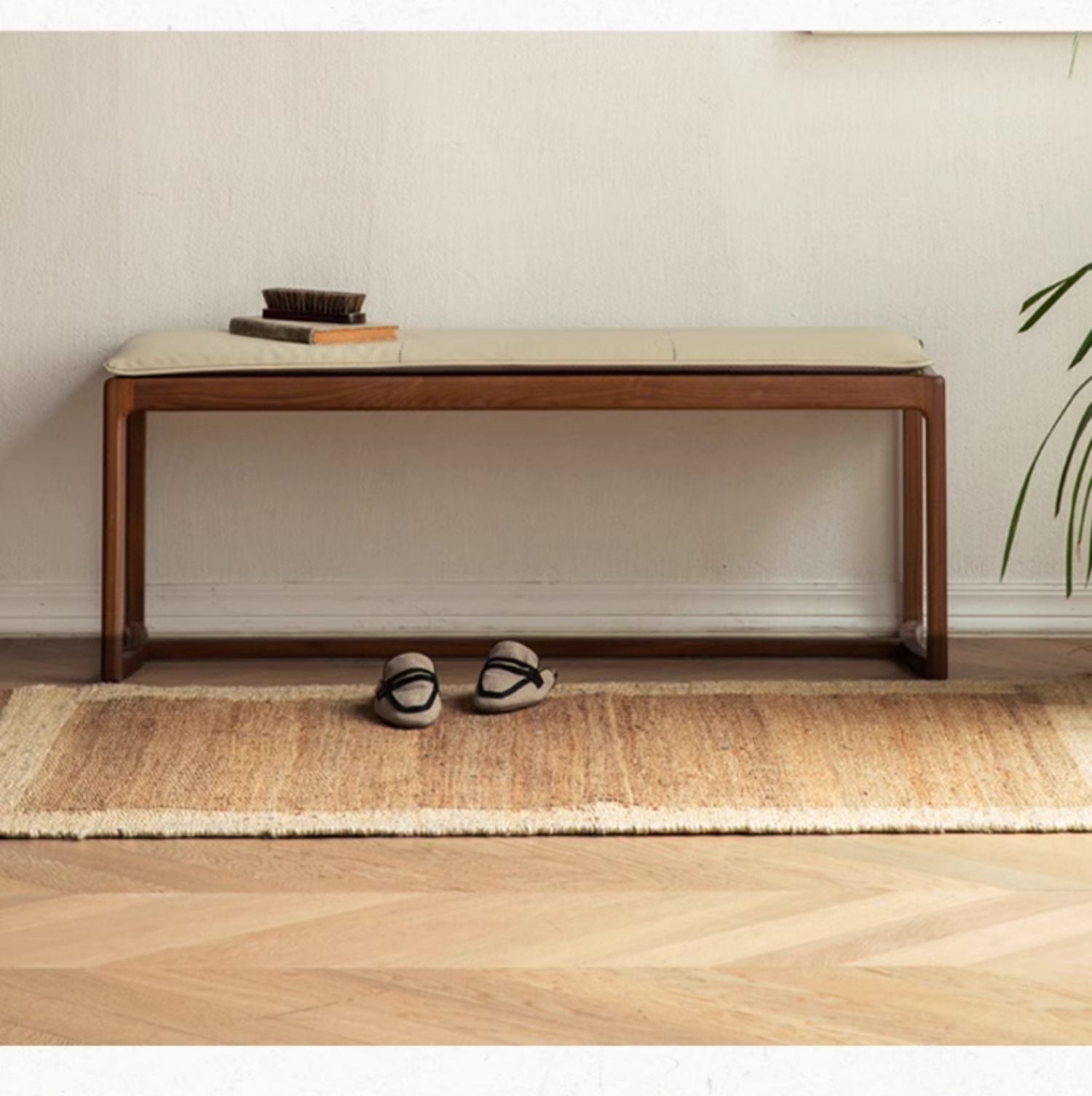 Black Walnut Solid Wood Square Stool Bench - Handcrafted Rustic Stool for Kitchen, Entryway & Bedroom - Durable Wooden Seat for Home Decor & Farmhouse Style