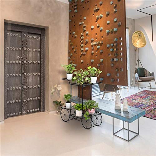 Parisian Style 6-Tier Garden Cart Stand & Flower Pot Plant Holder Display Rack - Black - Perfect for Home, Garden, Patio Decor | Ideal for Indoor Plant Display, Outdoor Gardening, and Balcony Decoration