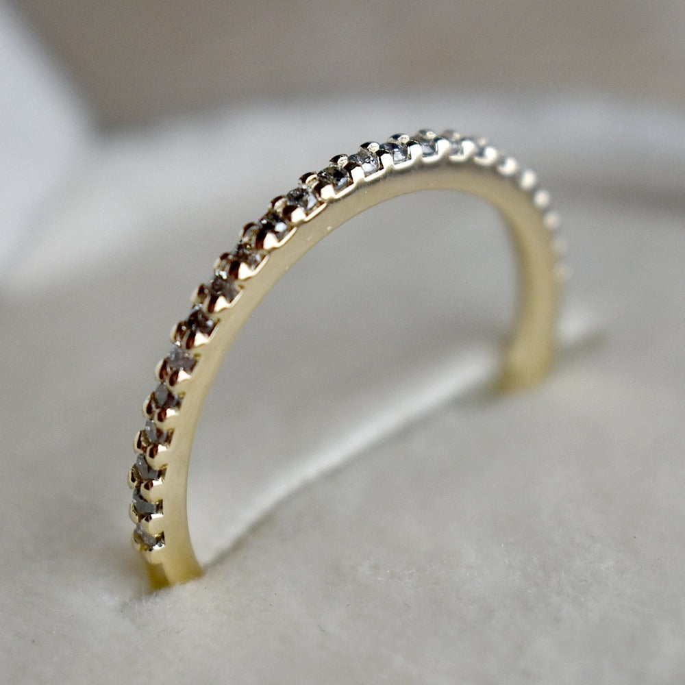 14K Yellow Gold Partial Eternity Wedding Band Ring for Women - Elegant Stackable Ring for Anniversary, Engagement, or Bridal Jewelry Gift
