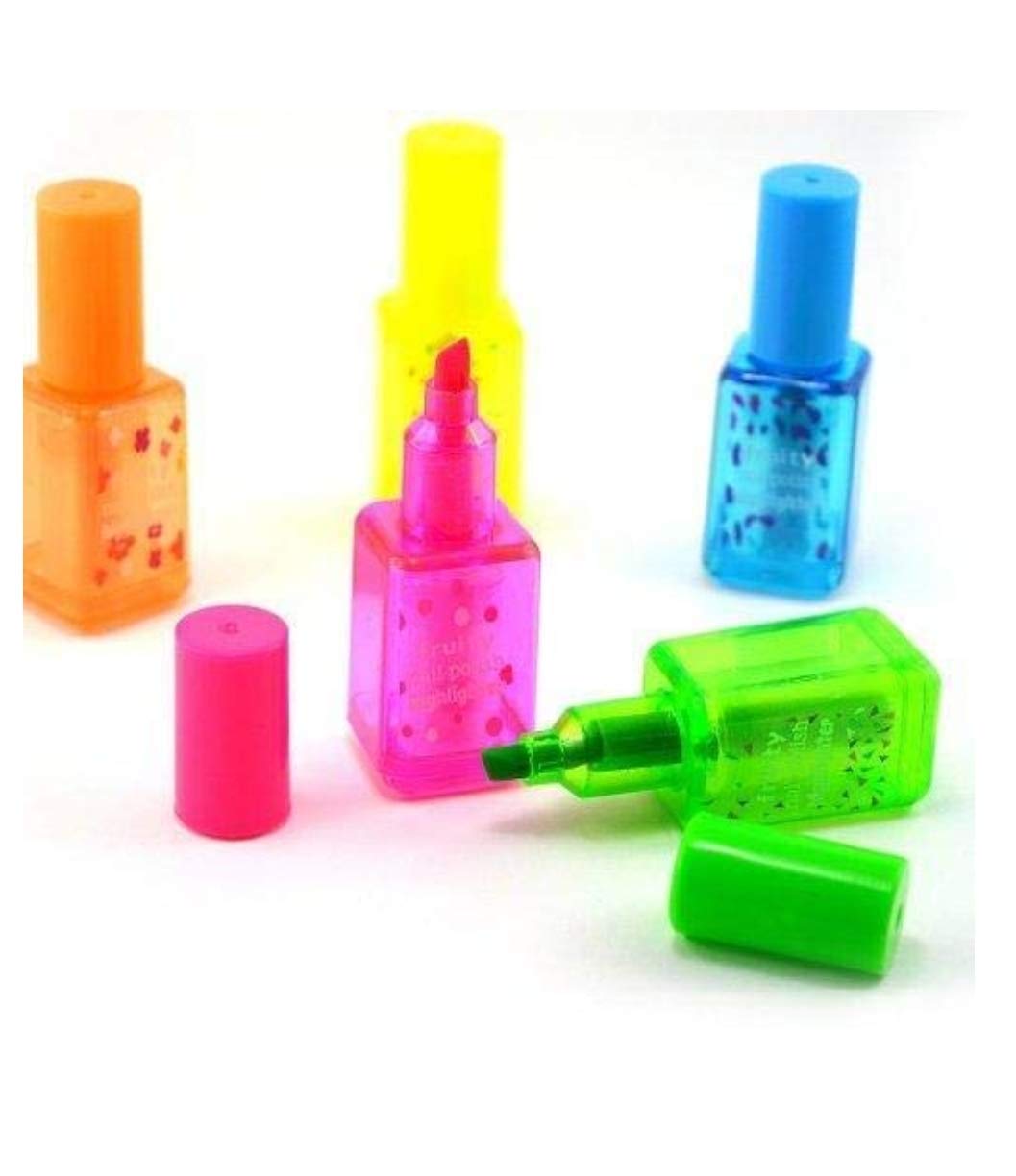 Trendy Tap Text Highlighter - 5 Pack Neon Color Nail Art Liners for Journaling, Note Taking & Creative Projects | Assorted Multicolor Fine Tip Markers for Bullet Journals, Planners & DIY Crafts