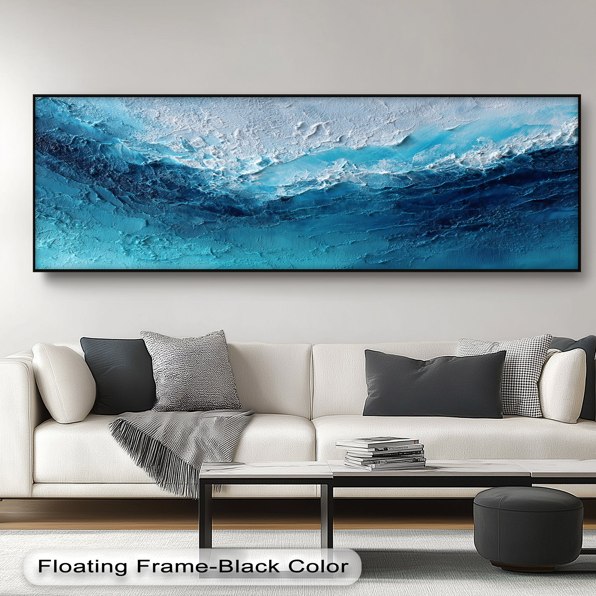 Abyssal Surge - Deep Blue Ocean Texture Canvas Print Wall Art | Modern Home & Office Decor | Perfect for Living Room, Bedroom, or Coastal Theme Interior Design