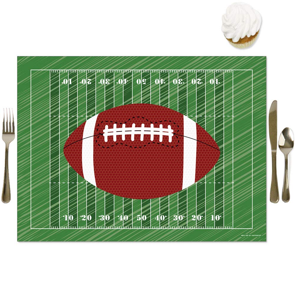 Big Dot of Happiness End Zone Football Party Table Decorations - 16-Pack Football Themed Placemats for Baby Showers, Birthday Parties & Game Day Celebrations - Perfect for Sports-Themed Events & Home Decor