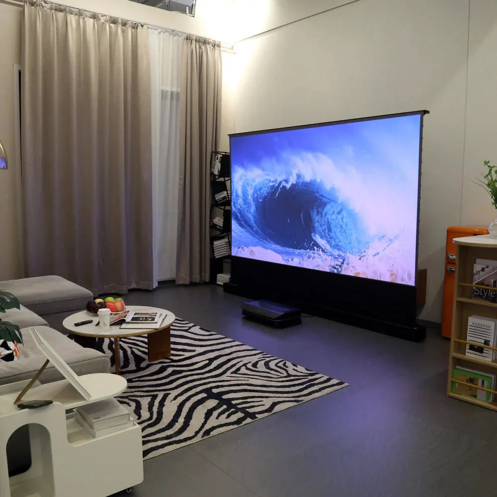 AWOL Vision LTV 3000 Pro 4K Laser Projector with 100-120 Inch ALR Floor Rising Screen Bundle - Perfect for Home Theater, Outdoor Movie Nights, and Gaming Setups