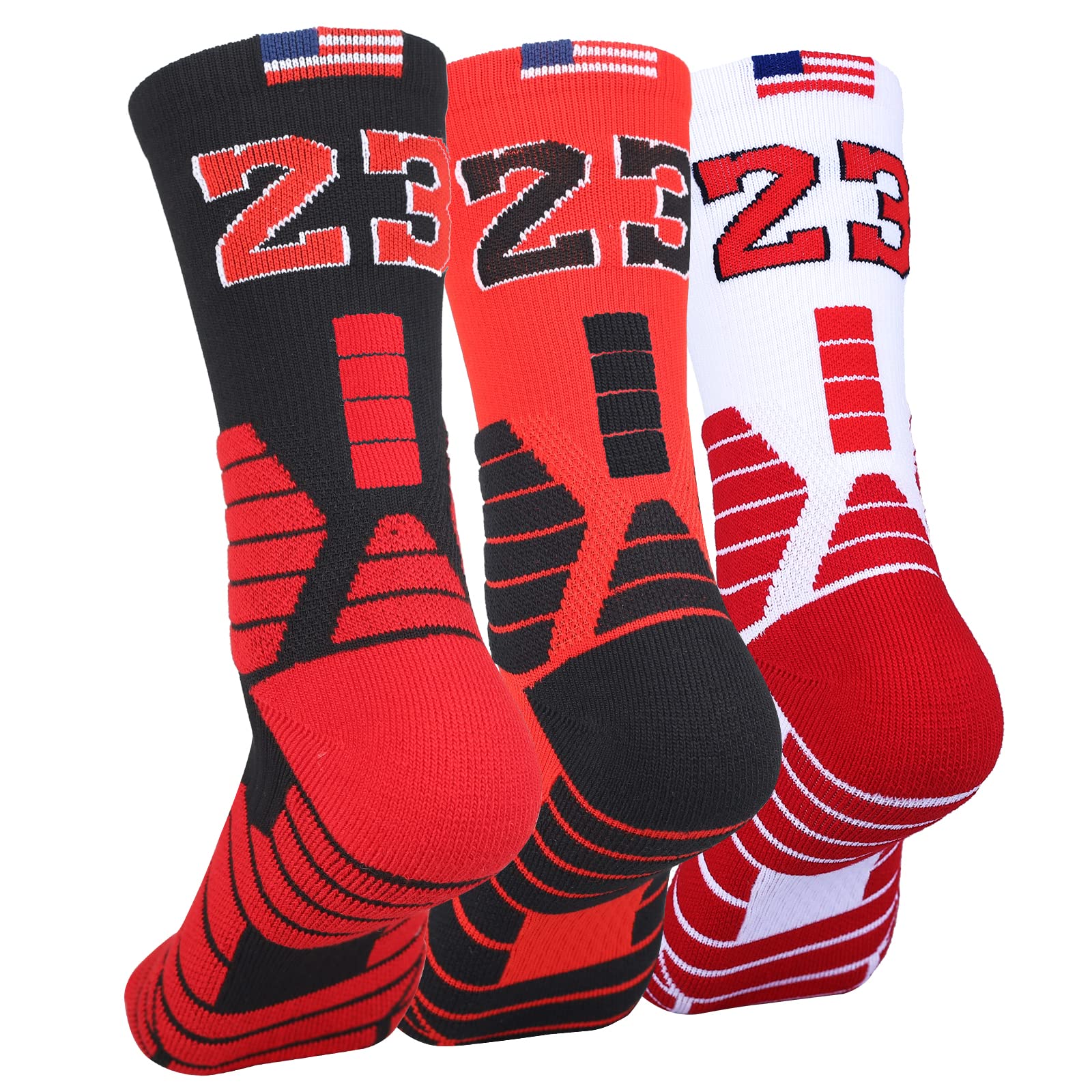 Disile Elite Basketball Socks - 3 Pack Cushioned Sports Crew Socks for Men & Women | Moisture-Wicking, Arch Support | Perfect for Basketball, Running & Gym Workouts