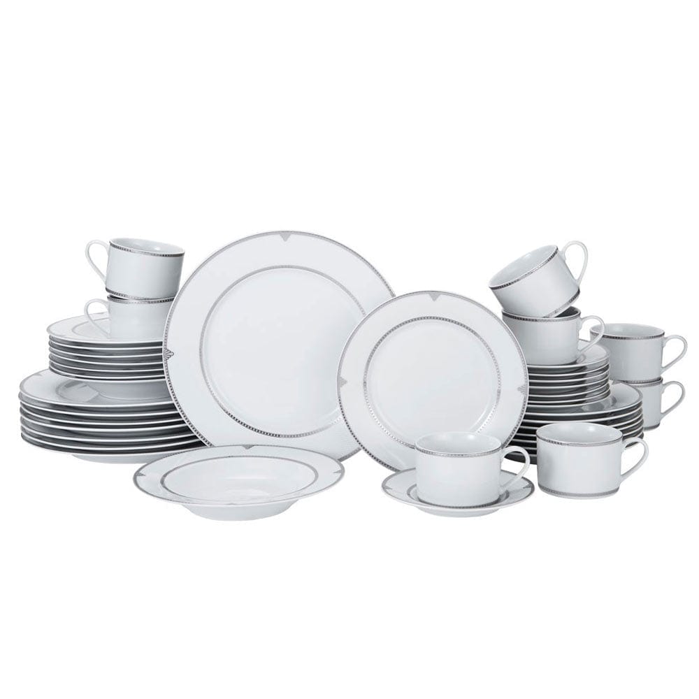 Regent Bead 40-Piece Dinnerware Set - Service for 8 People, Porcelain Dish Set for Formal Dining, Entertaining & Everyday Use