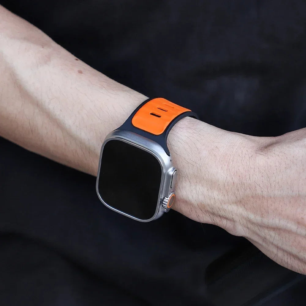 Durable Dual-Tone Silicone Sports Bands for Apple Watch - Sweatproof & Comfortable Fitness Tracker Straps for Running, Gym & Outdoor Activities