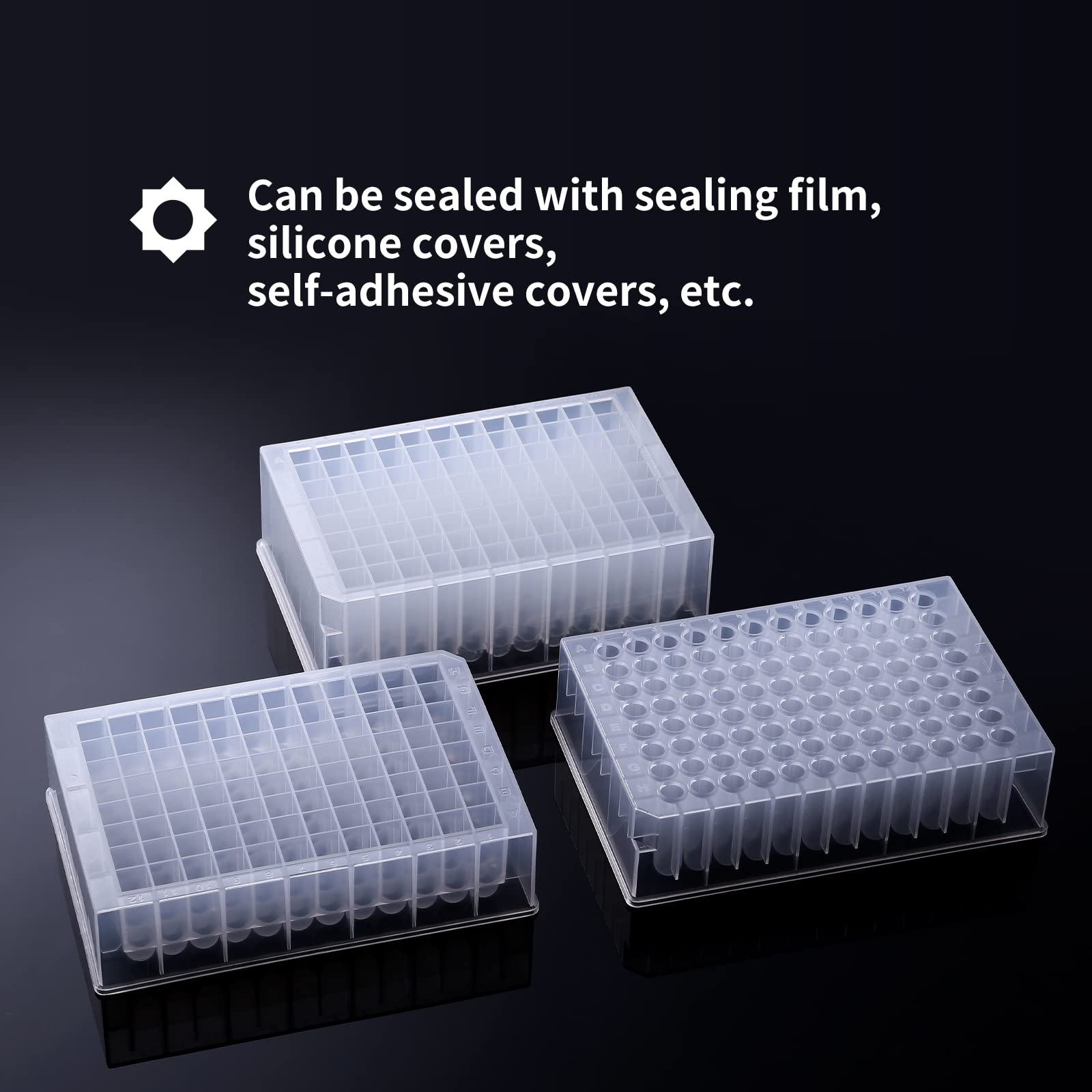 96-Well Deep Well Plate, 2.2ml U-Bottom Plastic Storage Plate - Square 24 Wells, No Cap (Pack of 96) - Ideal for PCR, Sample Storage & Laboratory Research