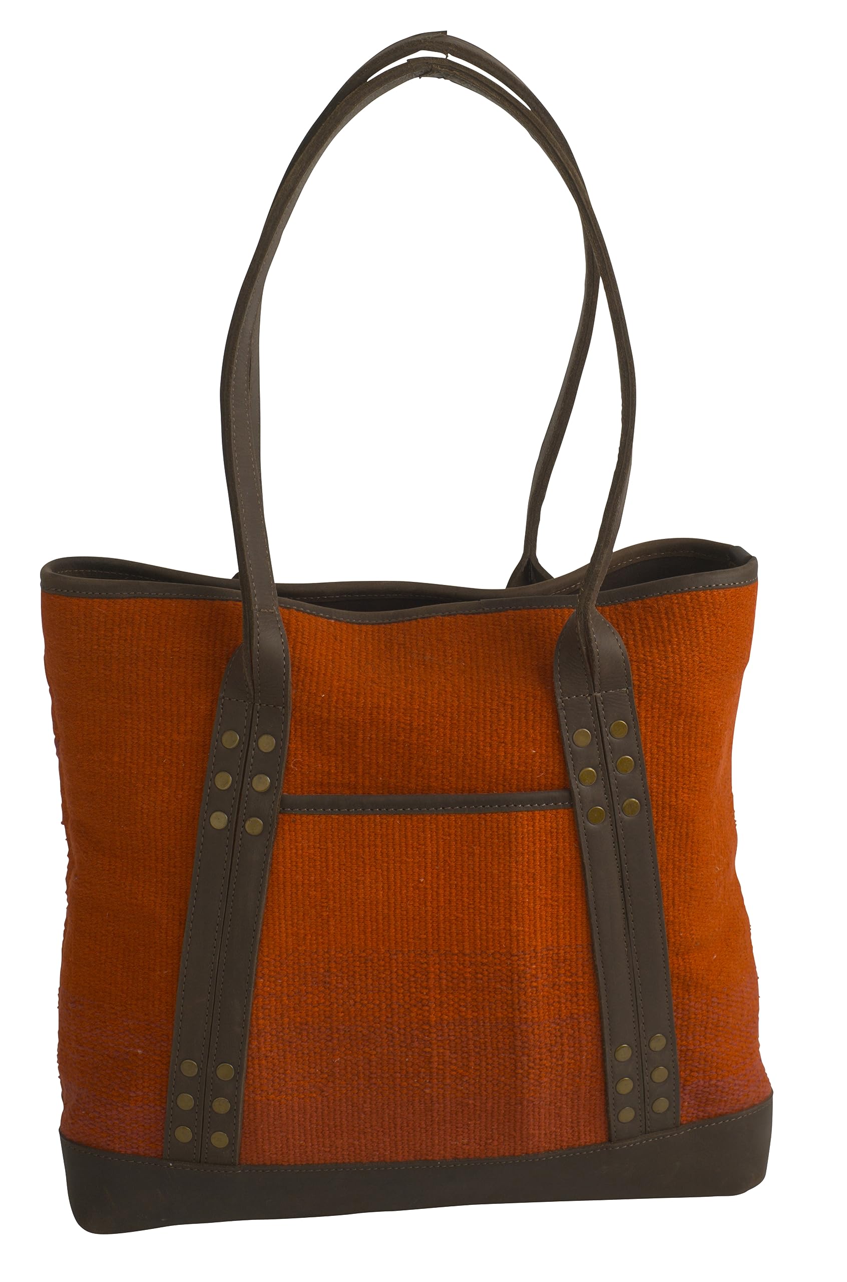 STS Ranchwear Full Grain Leather Tote Bag with Dual Handles & Zipped Top - Crimson Sun & Matte Natural Chocolate Colors - Perfect for Western Fashion, Ranch Work, and Everyday Carry