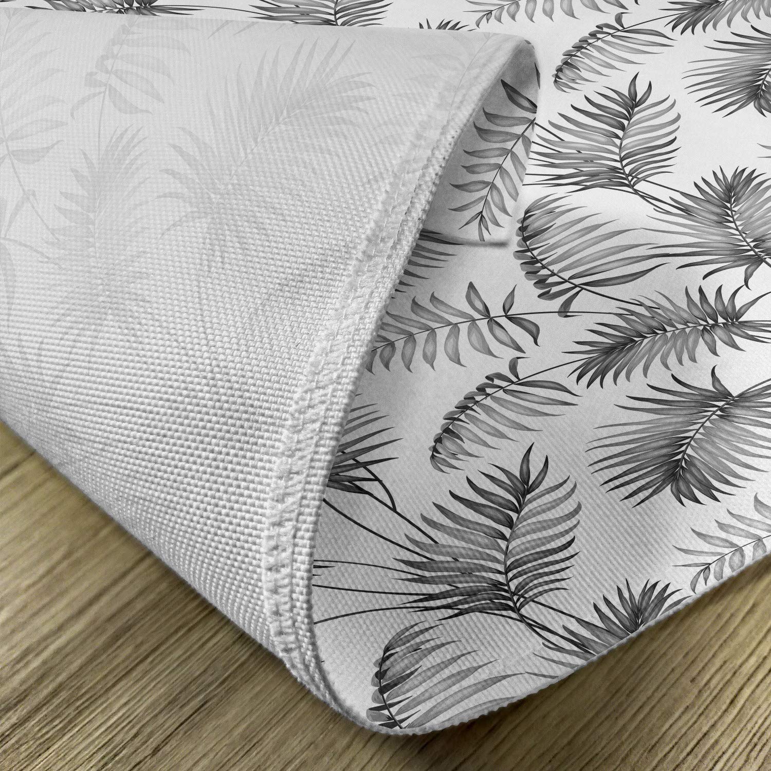 Ambesonne 4-Piece Natural Placemats Set - Tropical Palm Leaf Botanical Print Washable Fabric Place Mats for Dining Table, Kitchen Decor in Dimmable Grey & White | Perfect for Beach House, Summer Parties & Boho Home Decor