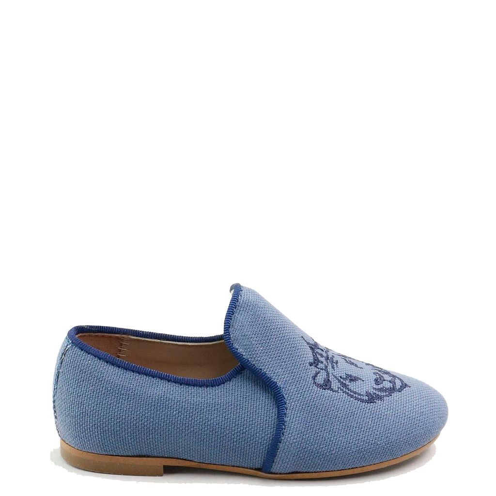 Indigo Linen Lion Smoking Loafers for Men - Comfortable Casual Slip-On Shoes for Business, Travel & Daily Wear