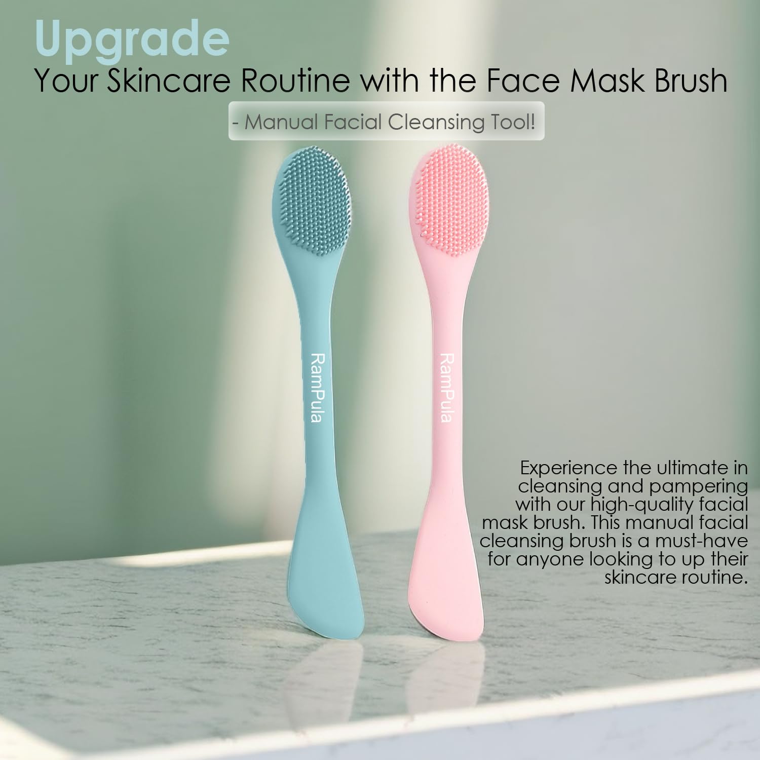2-in-1 Silicone Facial Cleansing Brush & Exfoliator - Gentle Face Scrubber for Blackhead Removal, Makeup Cleansing & Skin Massage | Perfect for Mud Masks, Clay Treatments & DIY Skincare Routines | Ideal for Daily Cleansing & Spa-Like Home Facial Care