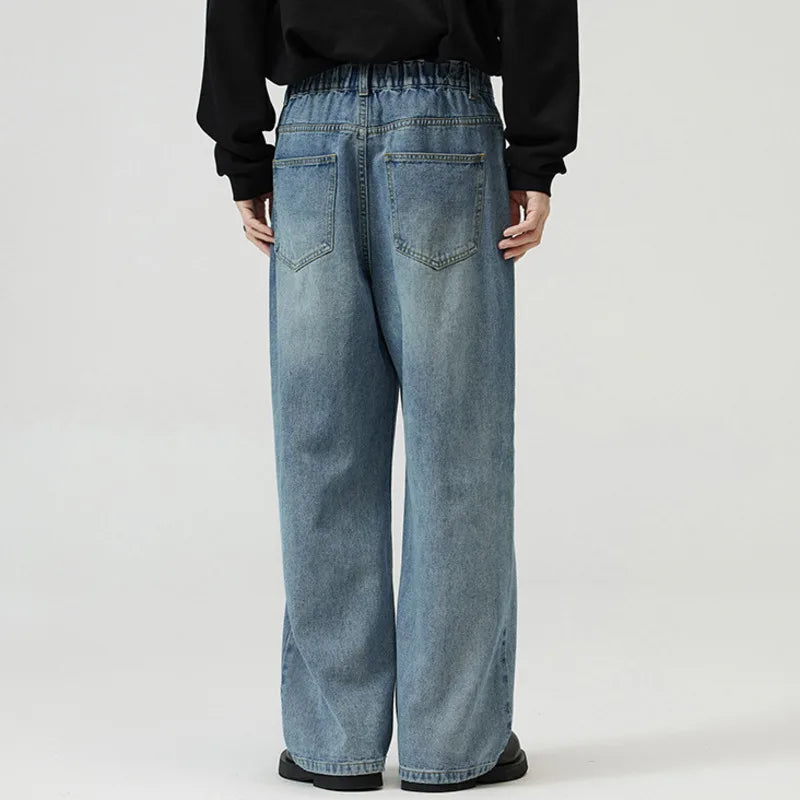 Men's Straight Leg Denim Jeans - Loose Fit Casual Pants for Men, Solid Color American Style Trousers | Spring 2025 Collection | Perfect for Everyday Wear, Office & Weekend Outings (Style 9W1548)