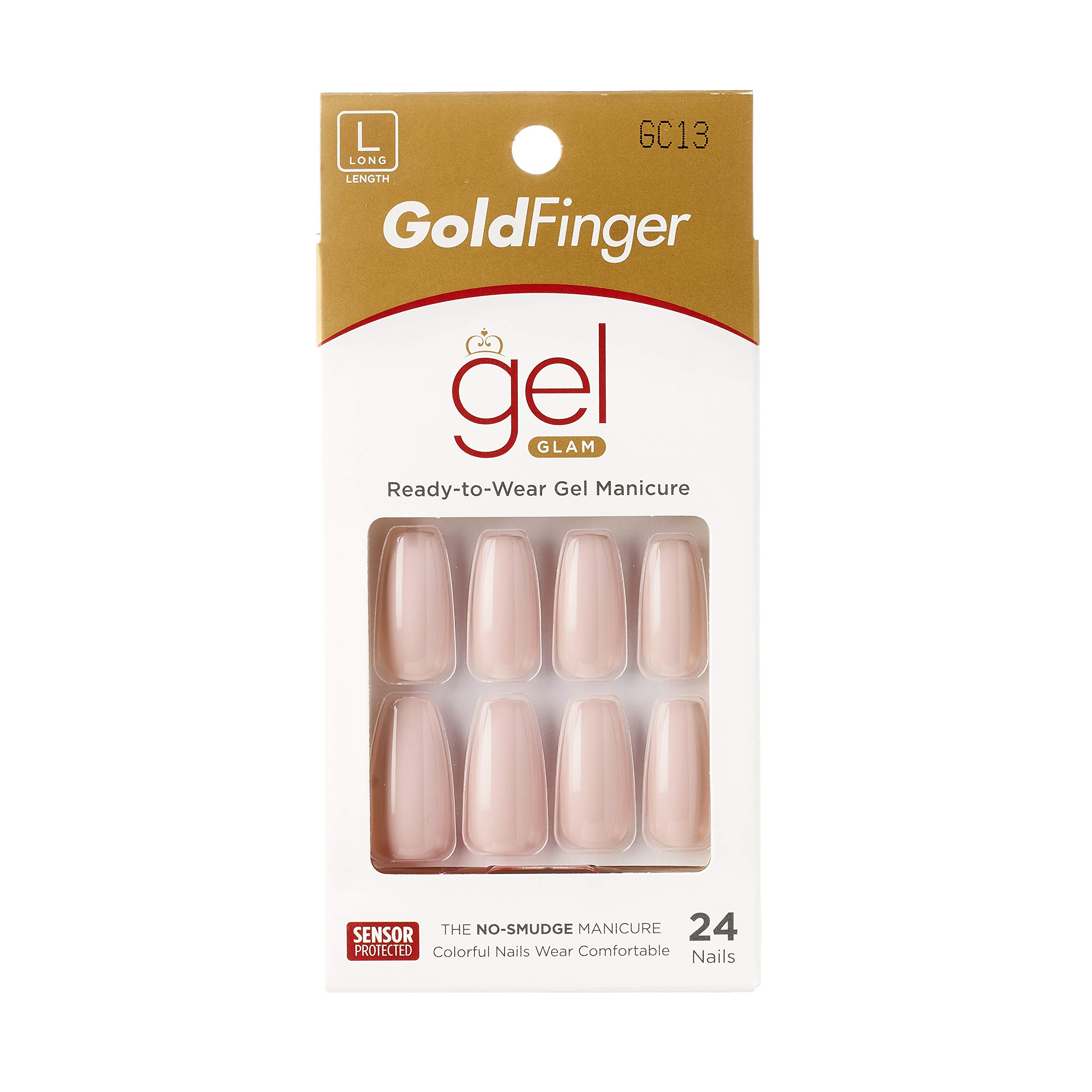 Gold Finger Gel Glam Color Nail - Full Cover False Nails with Glue - Long Fake Nails for Women - Perfect for Parties, Weddings & Special Occasions
