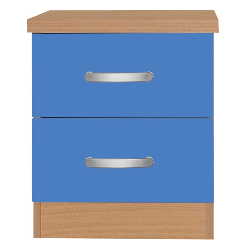 Better Home Products Cindy Faux Wood 2-Drawer Nightstand in Blue - Stylish Bedside Table for Small Spaces, Bedroom Furniture with Storage