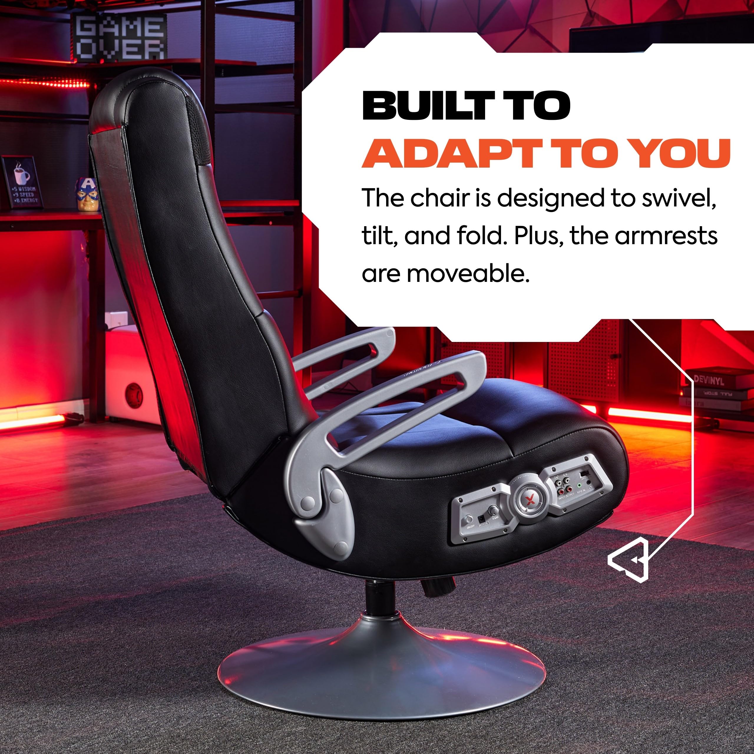 X Rocker SE Pro Wireless Video Gaming Chair with 2 Speakers & Subwoofer - Foldable Pedestal Lounger with Padded Armrests, Black (30.7