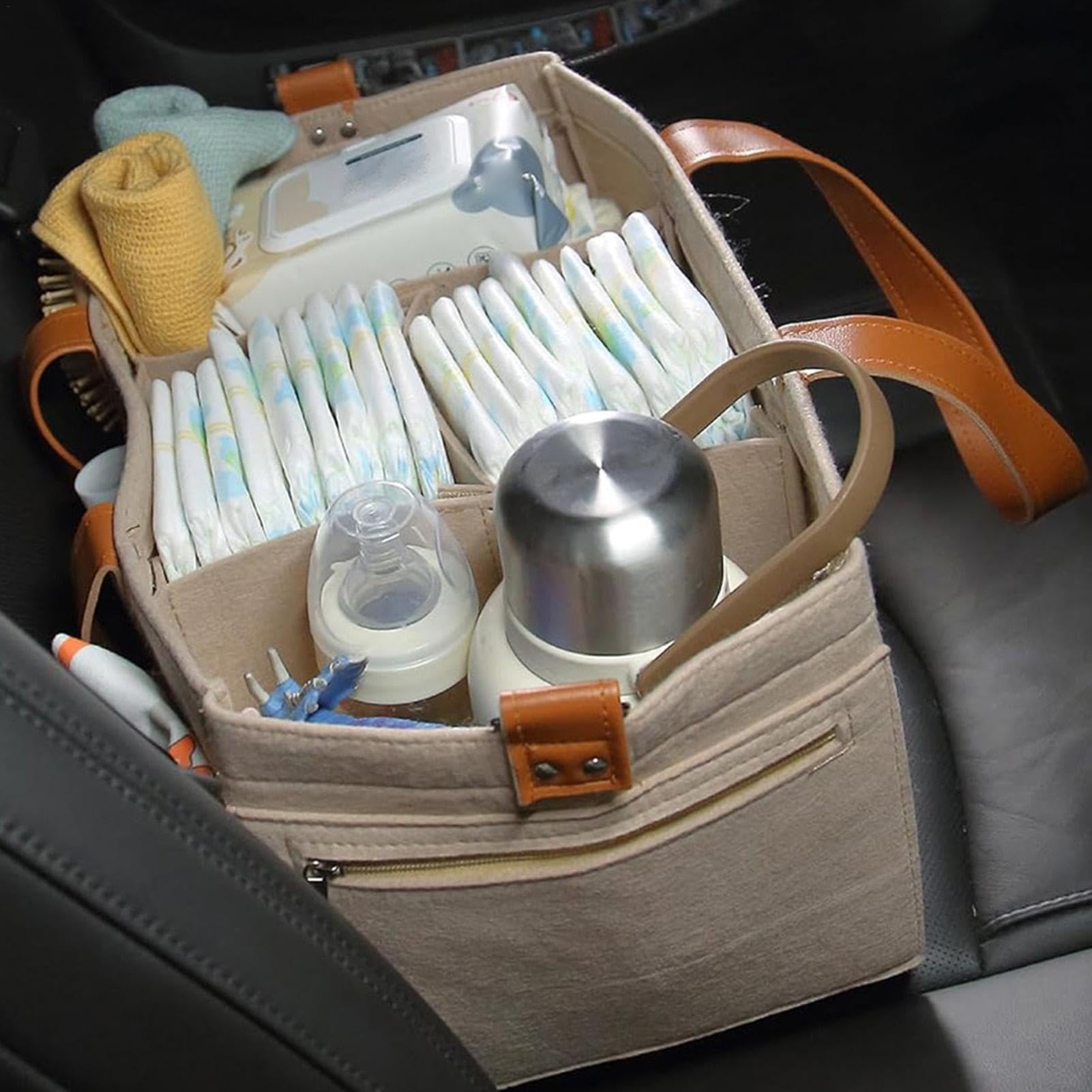 Premium Felt Diaper Bag for Moms - Large Capacity Baby Travel Organizer with Multiple Pockets | Perfect for Daycare, Outings & Family Trips