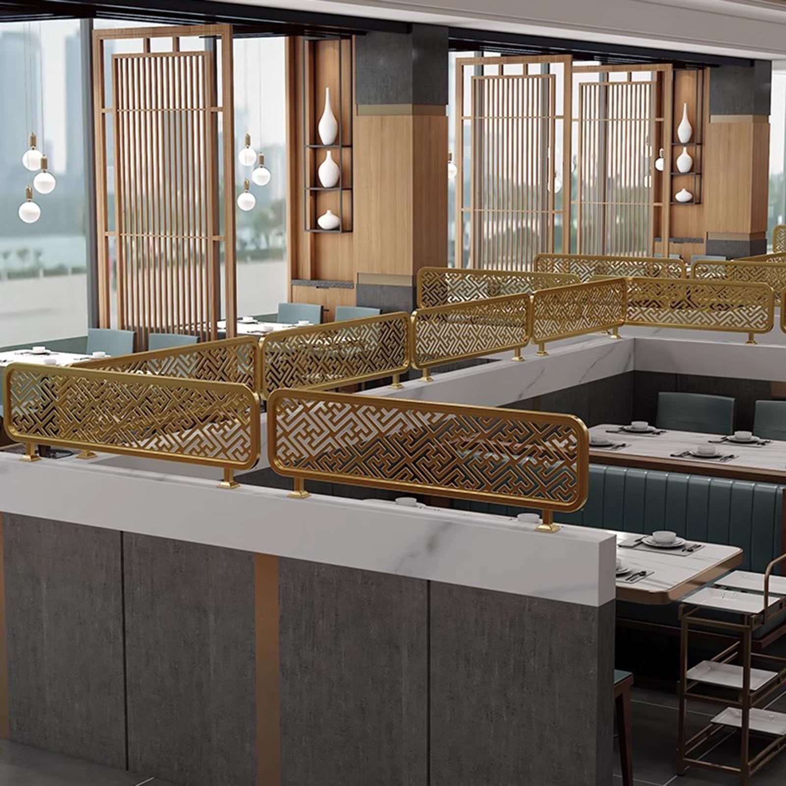 Stainless Steel Tempered Glass Partitions for Restaurants, Hotels & Bars - Privacy Screens & Social Distancing Panels | Durable Safety Dividers for Commercial Spaces