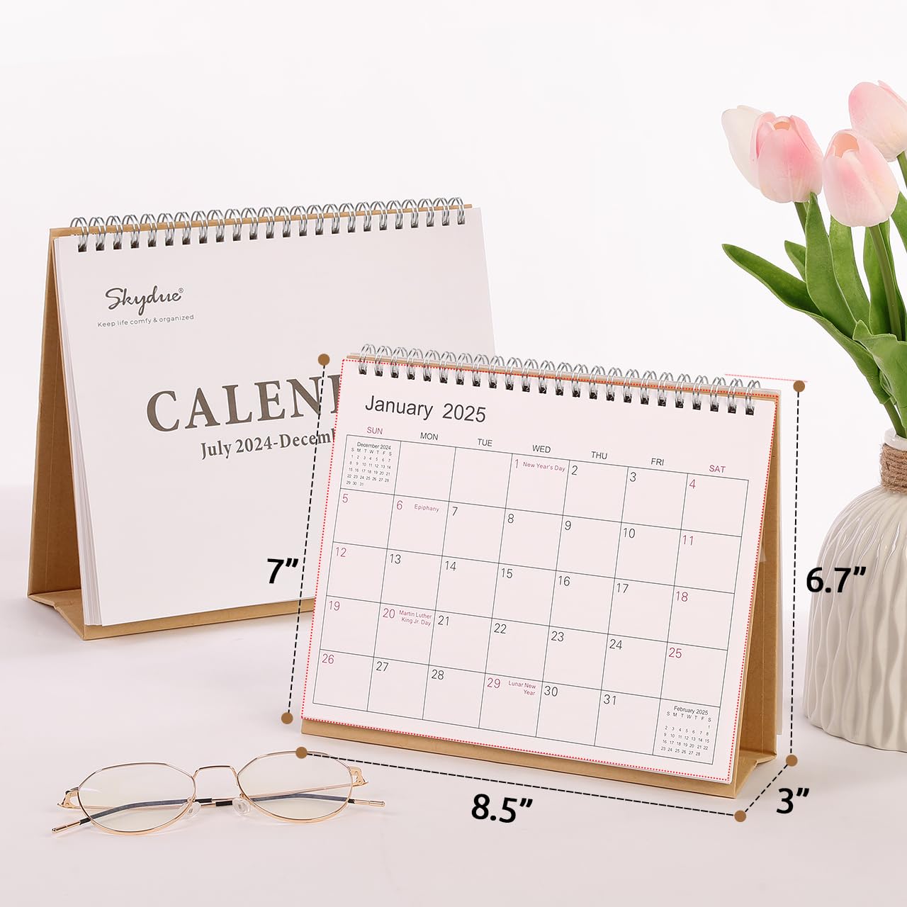 SKYDUE 18-Month Desk Calendar 2025-2026 (Jan 2025 - Jun 2026) | 8.5